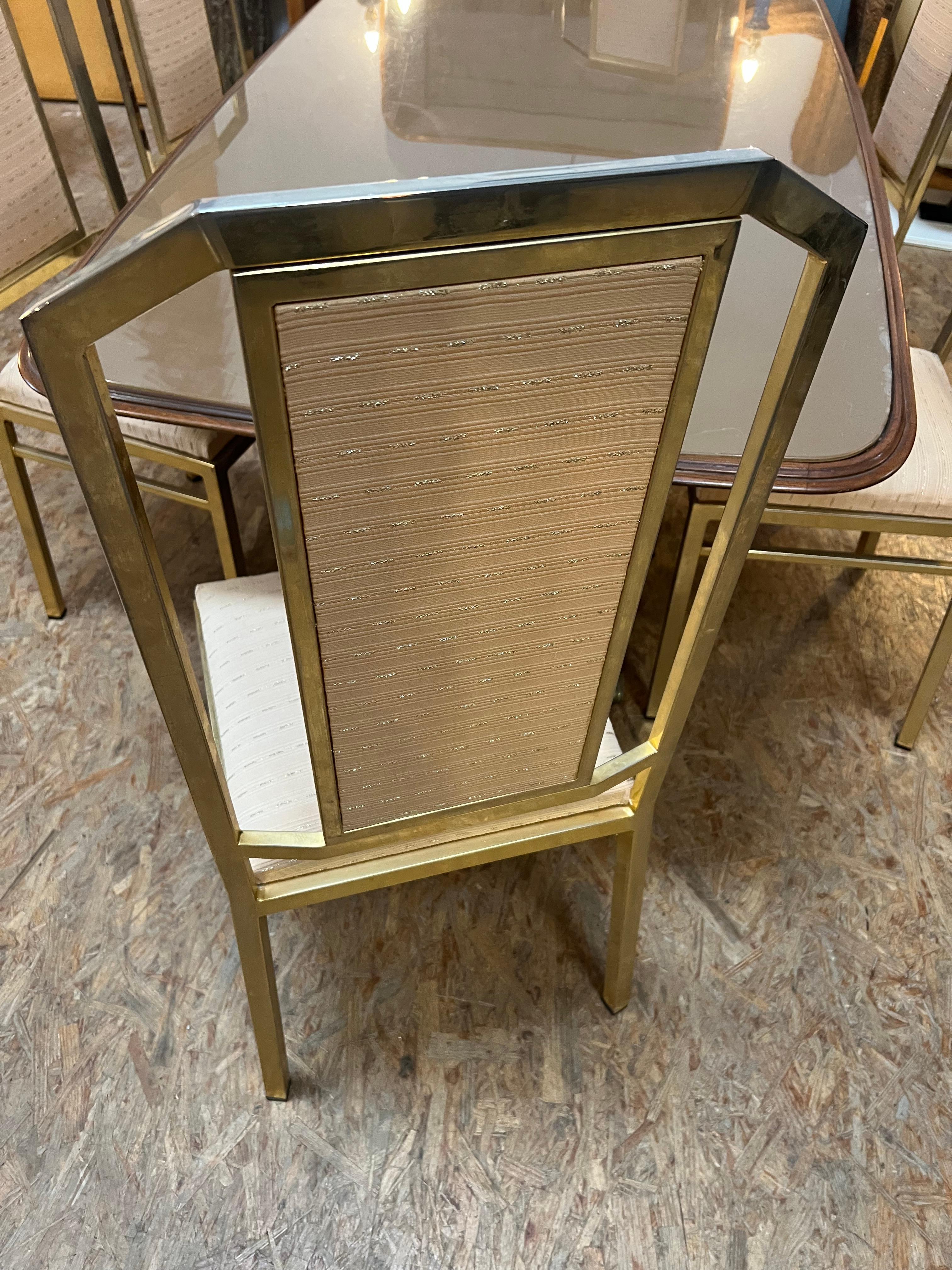 6 Chairs of JC Mahey, Art Deco Style in Brass For Sale 2