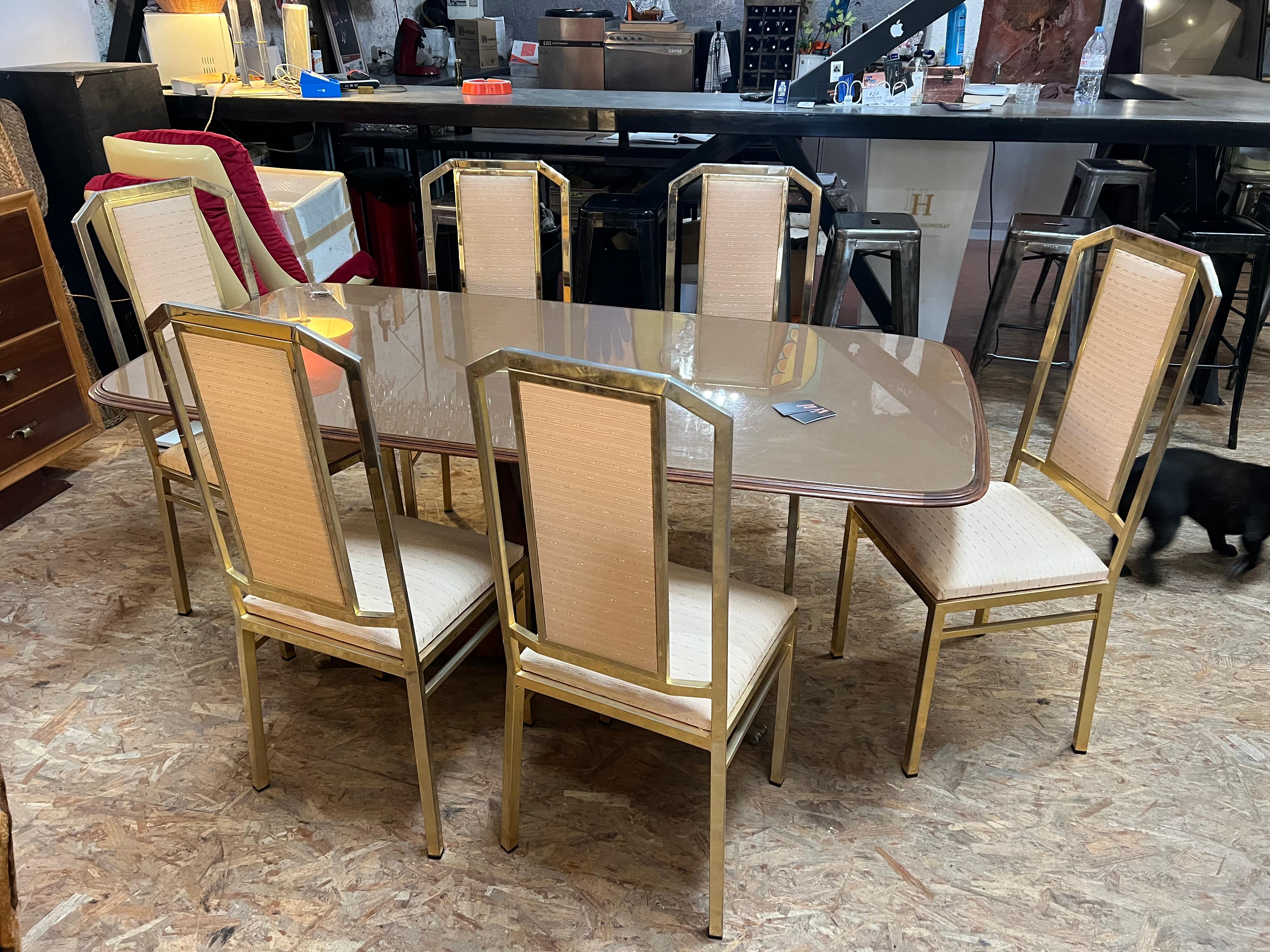 6 Chairs of JC Mahey, Art Deco Style in Brass For Sale 4