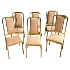 Retro 6 Chairs of JC Mahey, Art Deco Style in Brass