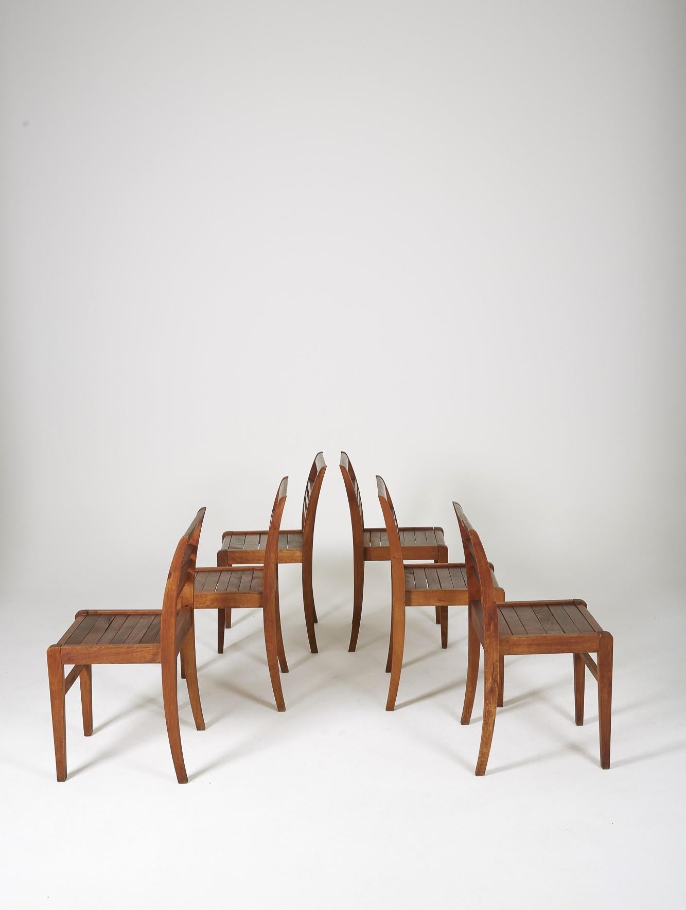 French 6 Chairs Reconstruction by René Gabriel, 1940s