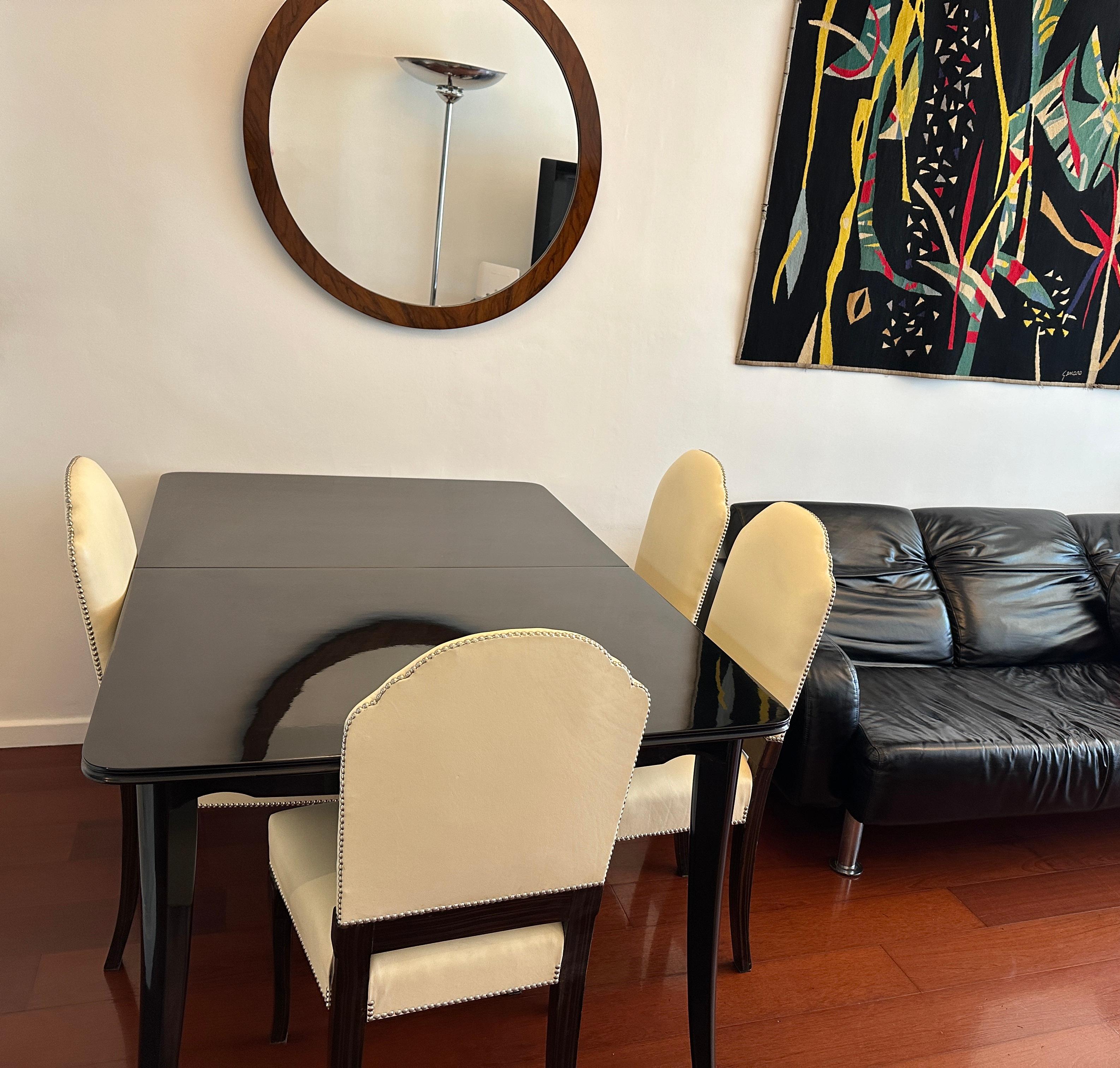 6 Stühle Stil: Art déco, Materialien: Leder und Holz im Angebot 14