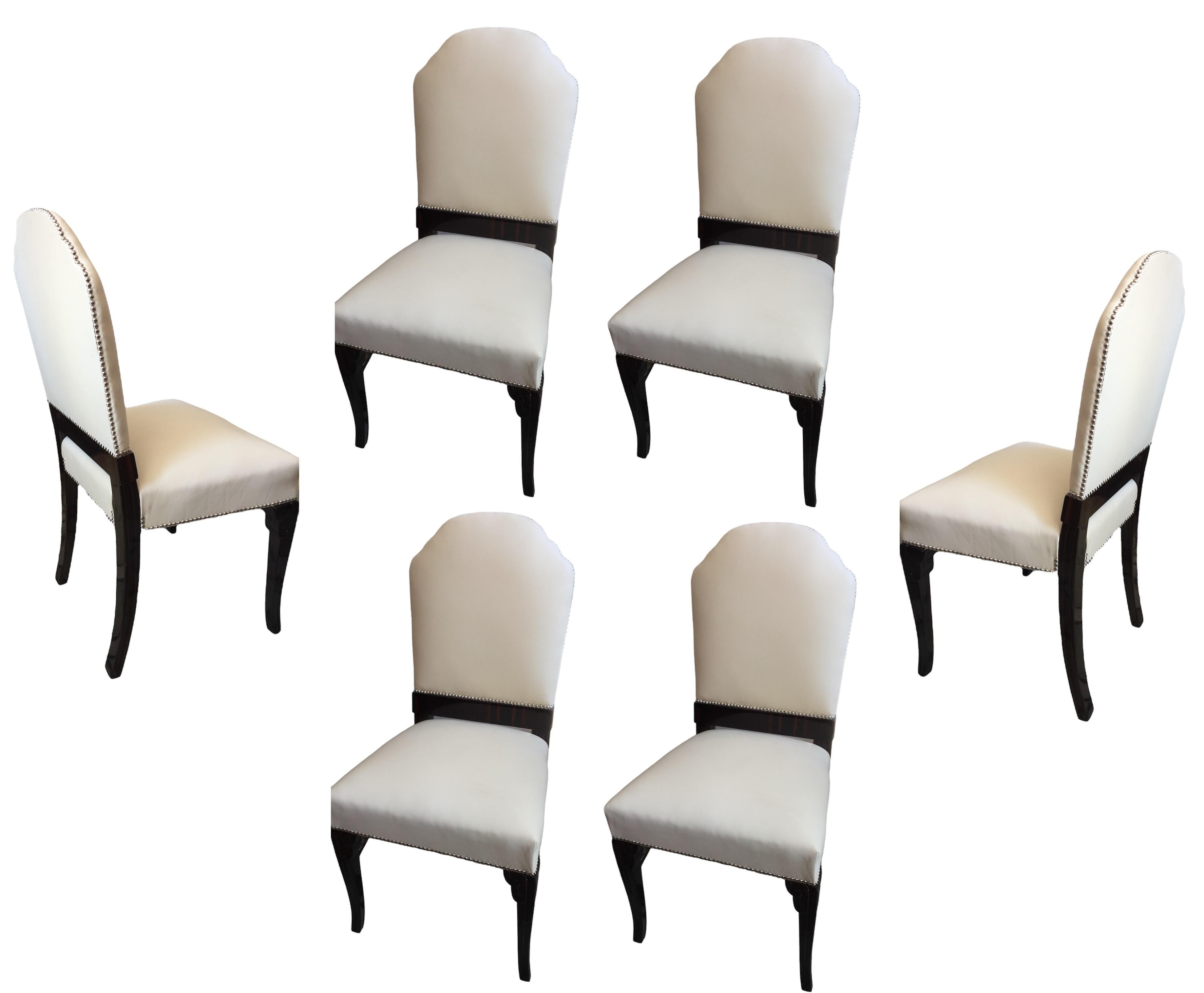 6 Chairs Style : Art Deco , Materials: Leather and wood For Sale 12