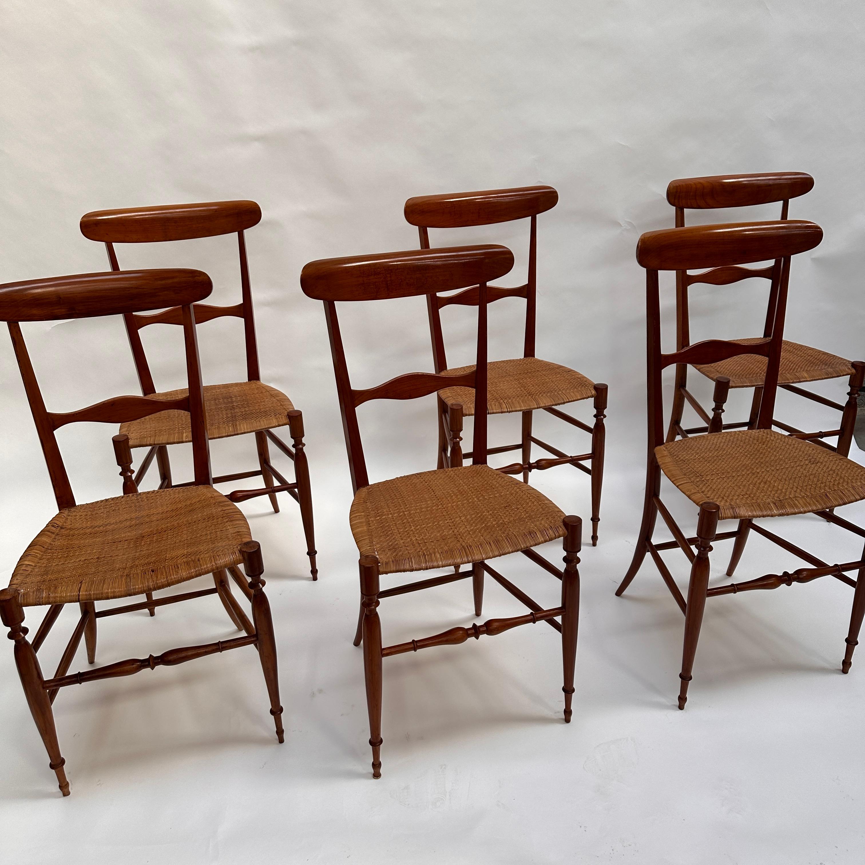 Mid-Century Modern 6 Chairs Superleggera Chiavari For Sale