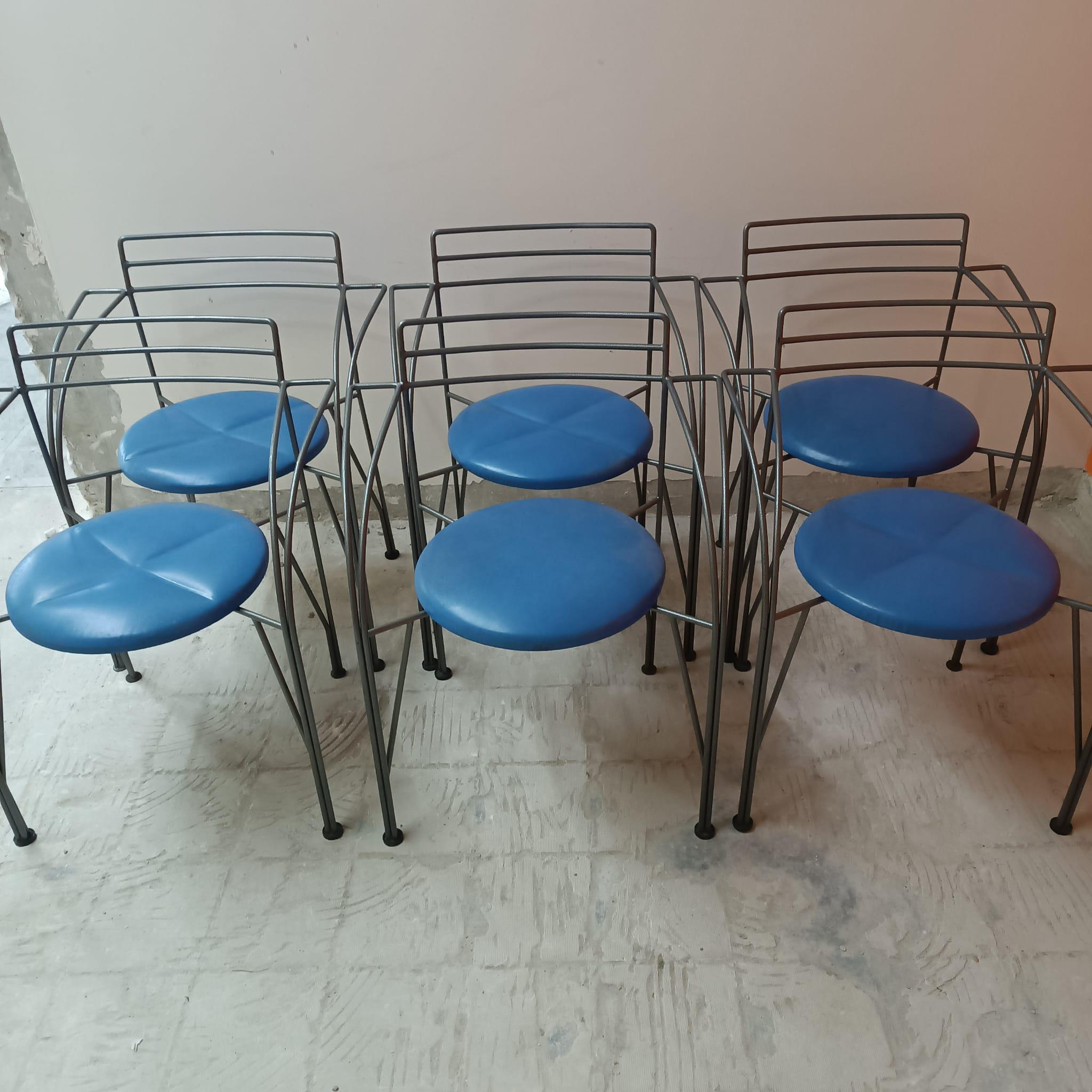6 Stühle Kollektion „Lune D'argent“, Pascal Mourgue, Design 1985 im Angebot 5