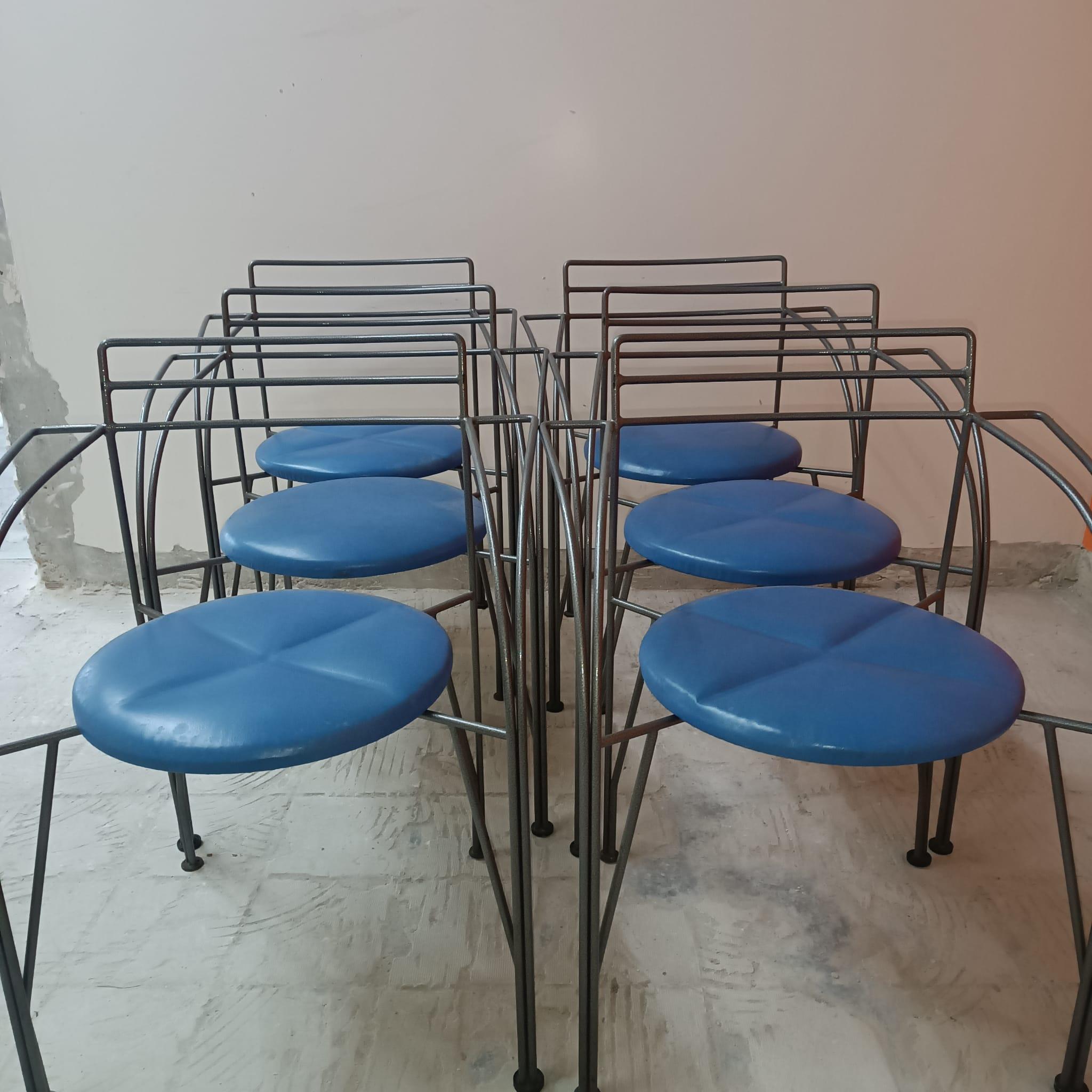 6 Stühle Kollektion „Lune D'argent“, Pascal Mourgue, Design 1985 im Angebot 3