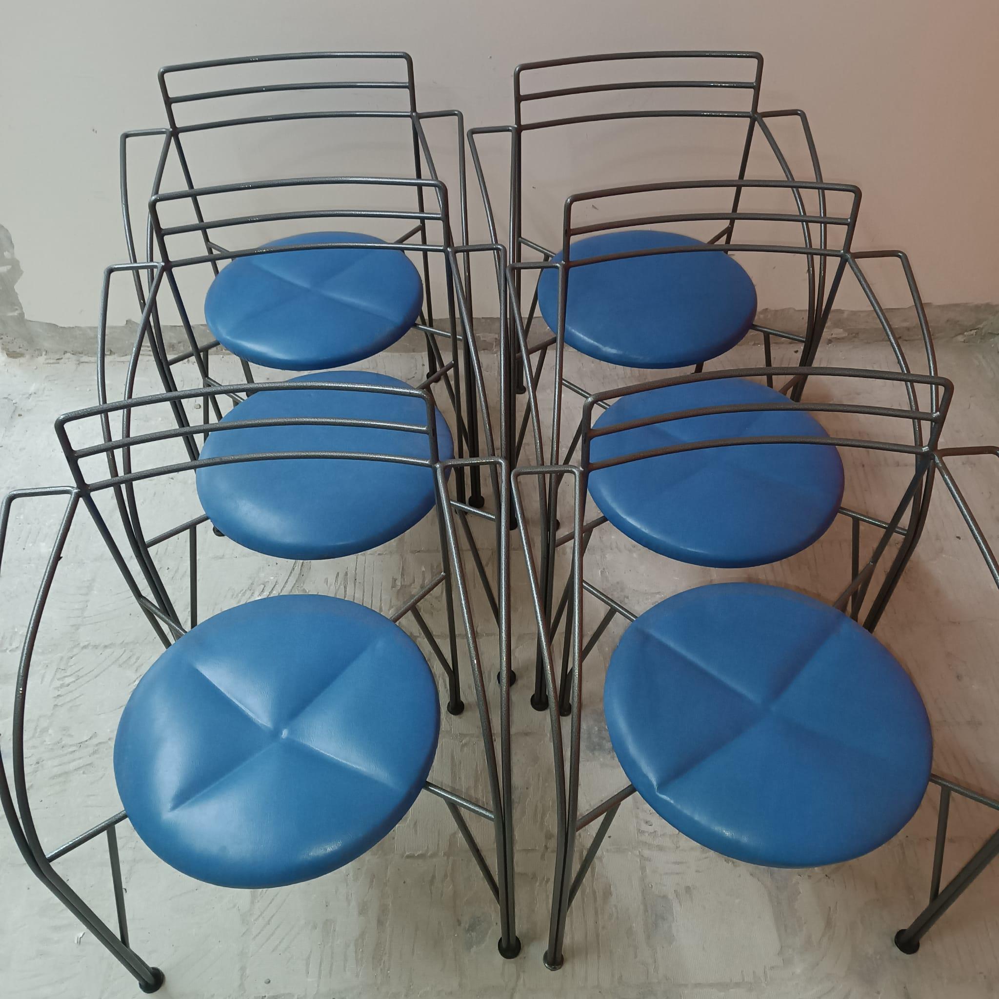 6 Stühle Kollektion „Lune D'argent“, Pascal Mourgue, Design 1985 im Angebot 4
