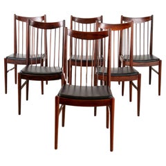 Vintage 6 chaises en palissandre, Arne Vodder, Sibast furniture, Danemark