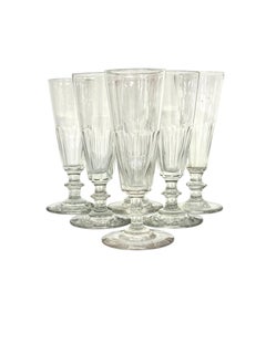 6 Champagne Crystal Glasses, Attributed to Baccarat, circa 1850