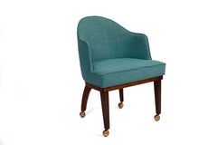6 Chet Beardsley Walnut and Upholstered Dining Chairs