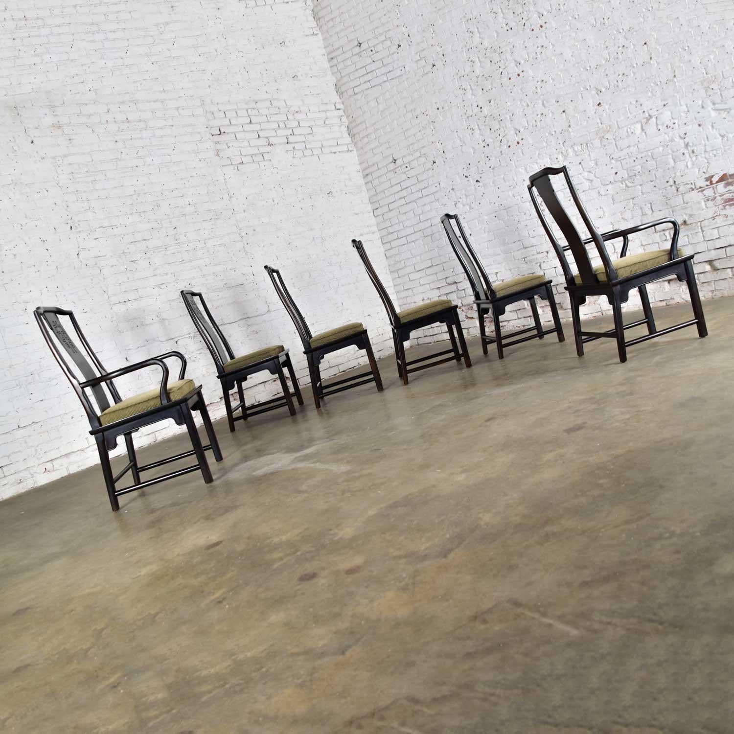 6 chaises de salle à manger Chin Hua noires par Raymond K. Sobota pour Century Furniture en vente 3