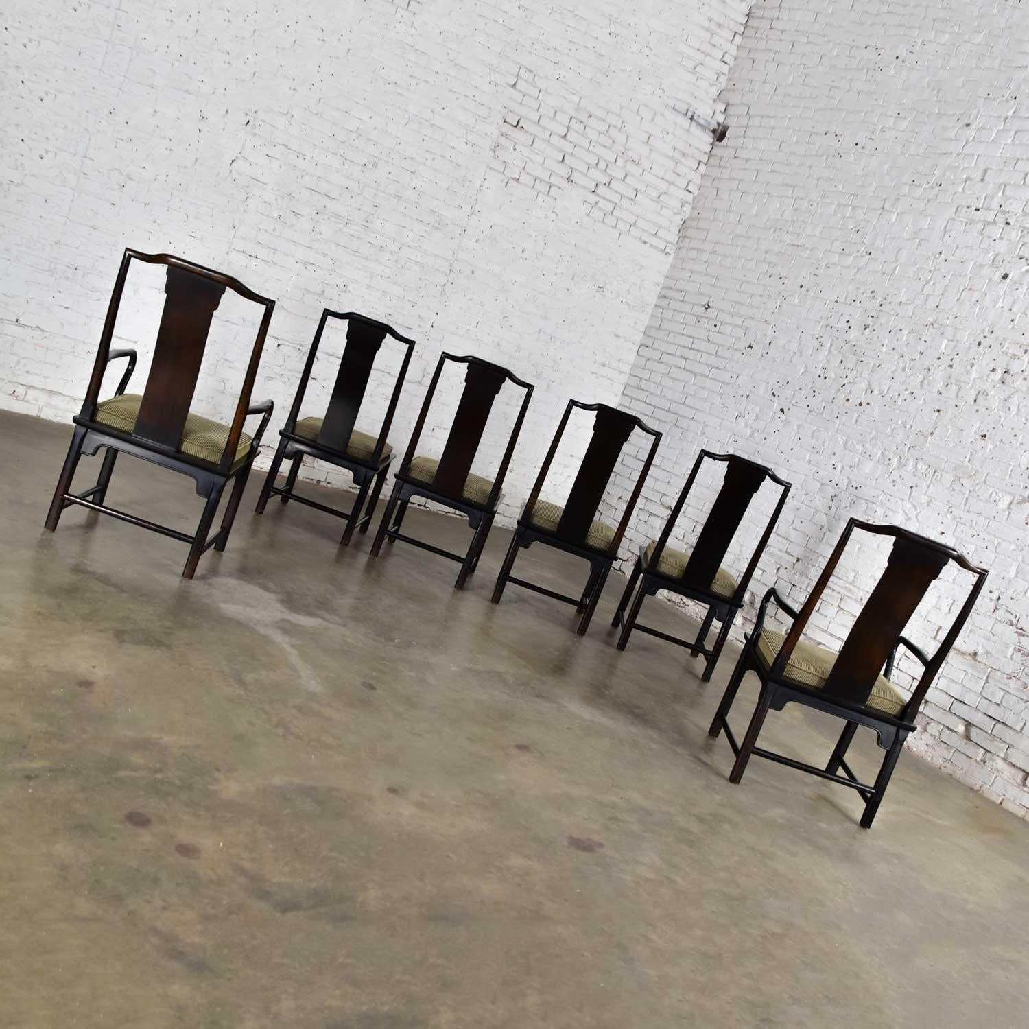 6 chaises de salle à manger Chin Hua noires par Raymond K. Sobota pour Century Furniture en vente 4