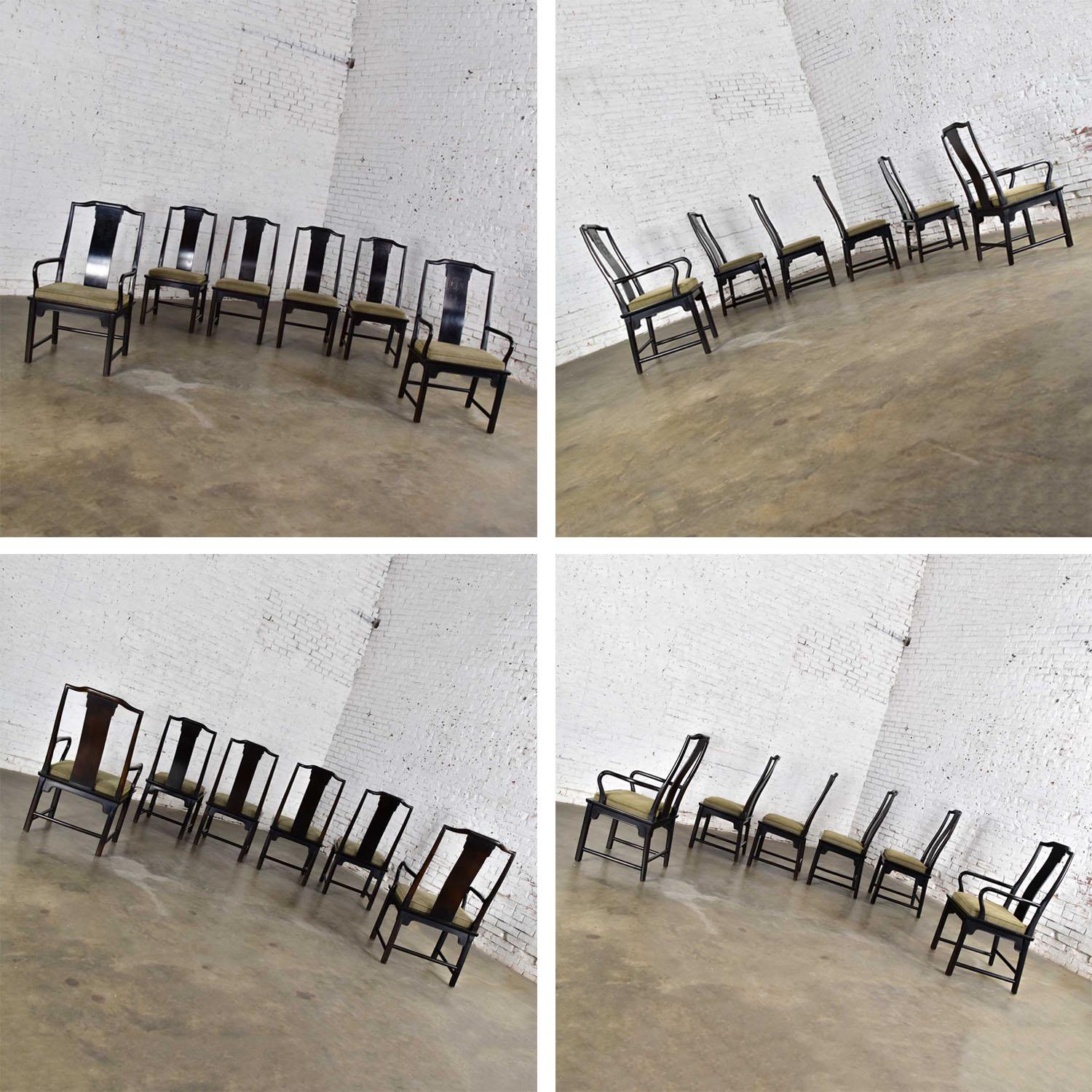 6 chaises de salle à manger Chin Hua noires par Raymond K. Sobota pour Century Furniture en vente 12