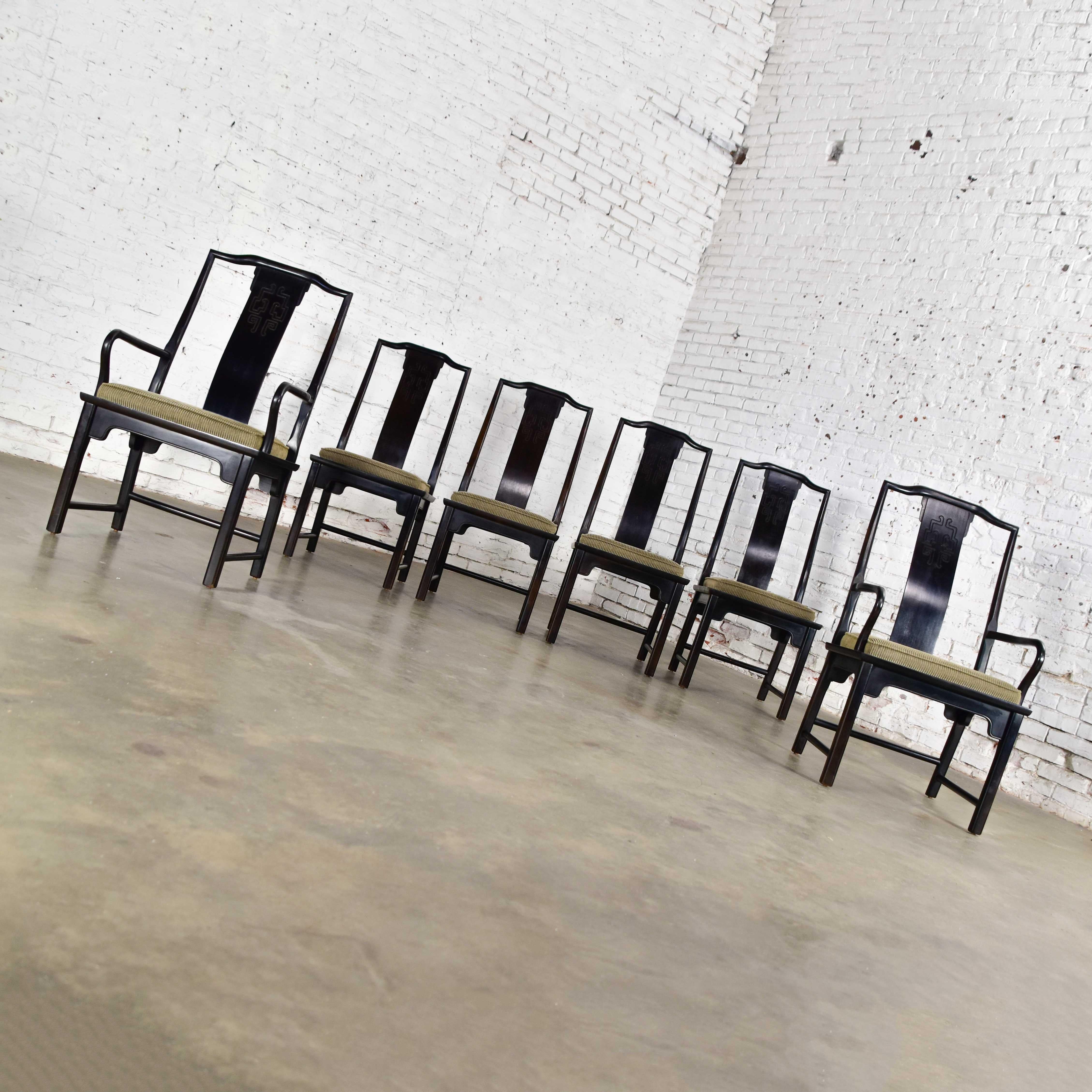 6 chaises de salle à manger Chin Hua noires par Raymond K. Sobota pour Century Furniture Bon état - En vente à Topeka, KS