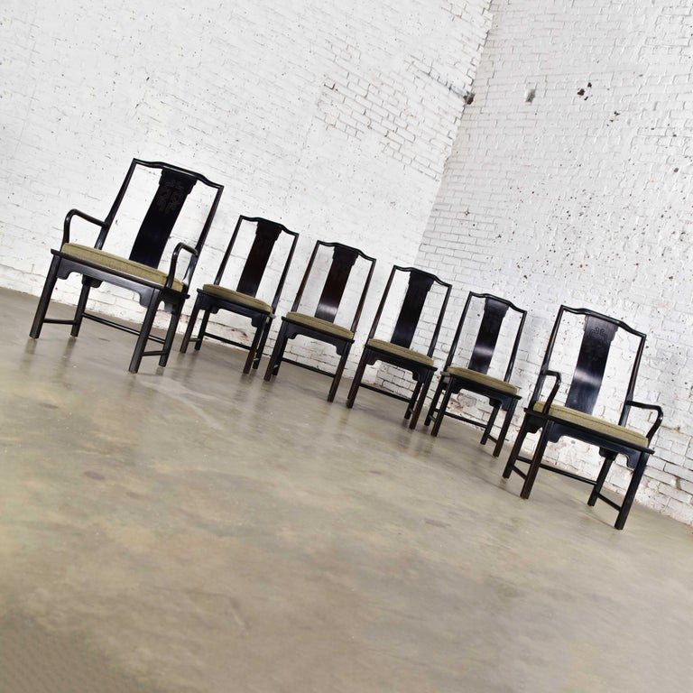 6 Chin Hua Dining Chairs in Black by Raymond K. Sobota for Century Furniture In Good Condition For Sale In Topeka, KS