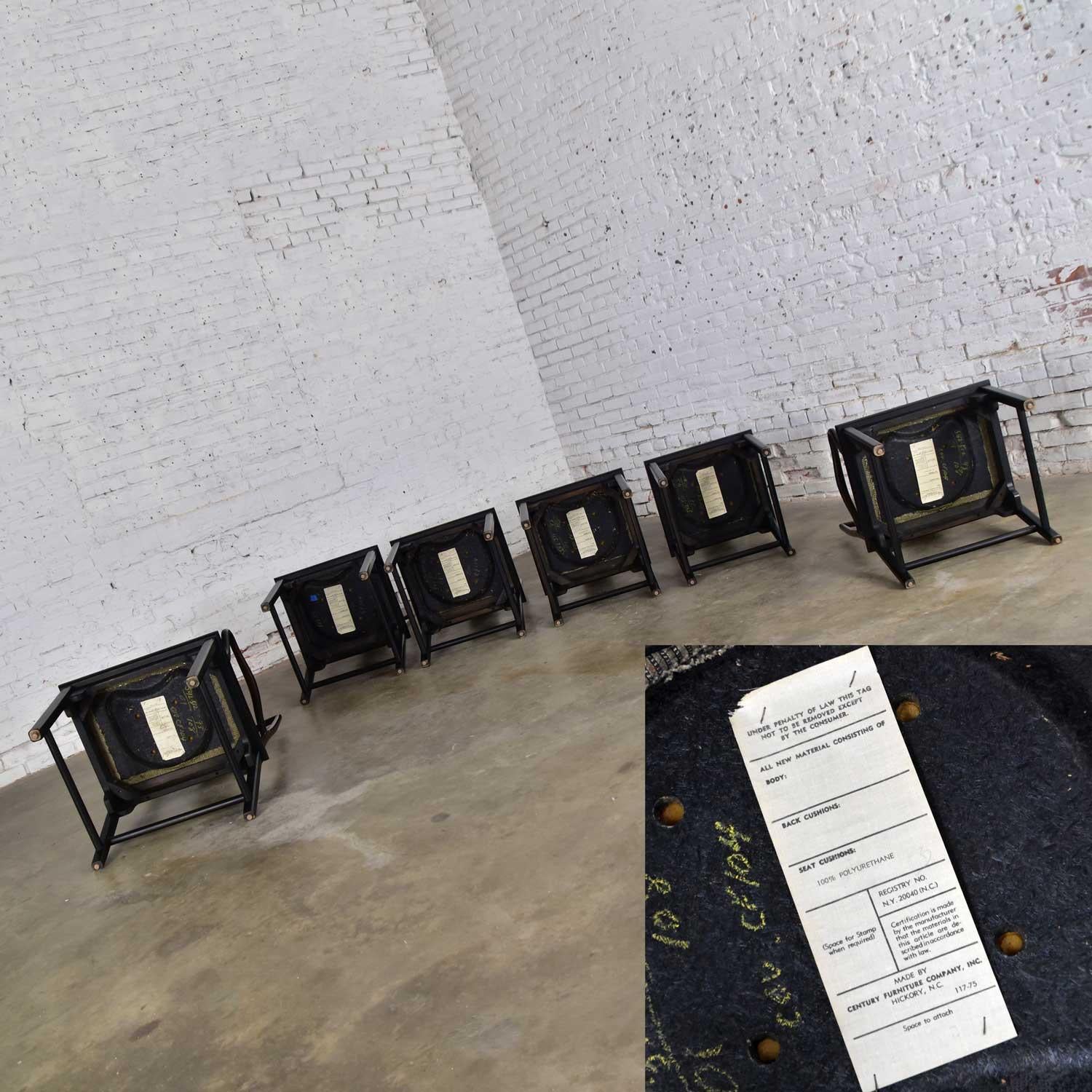 6 Chin Hua Dining Chairs in Black by Raymond K. Sobota for Century Furniture siglo XX en venta