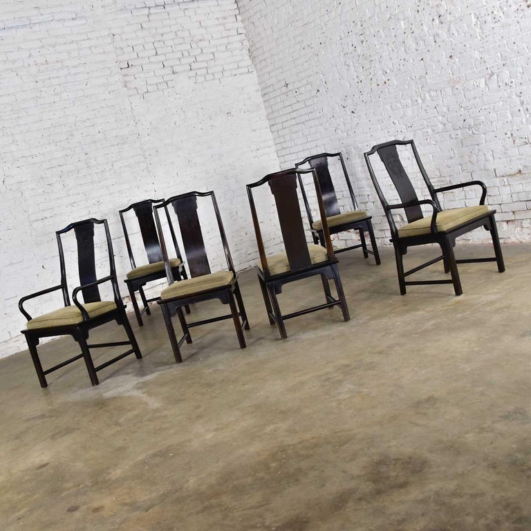Wood 6 Chin Hua Dining Chairs in Black by Raymond K. Sobota for Century Furniture For Sale