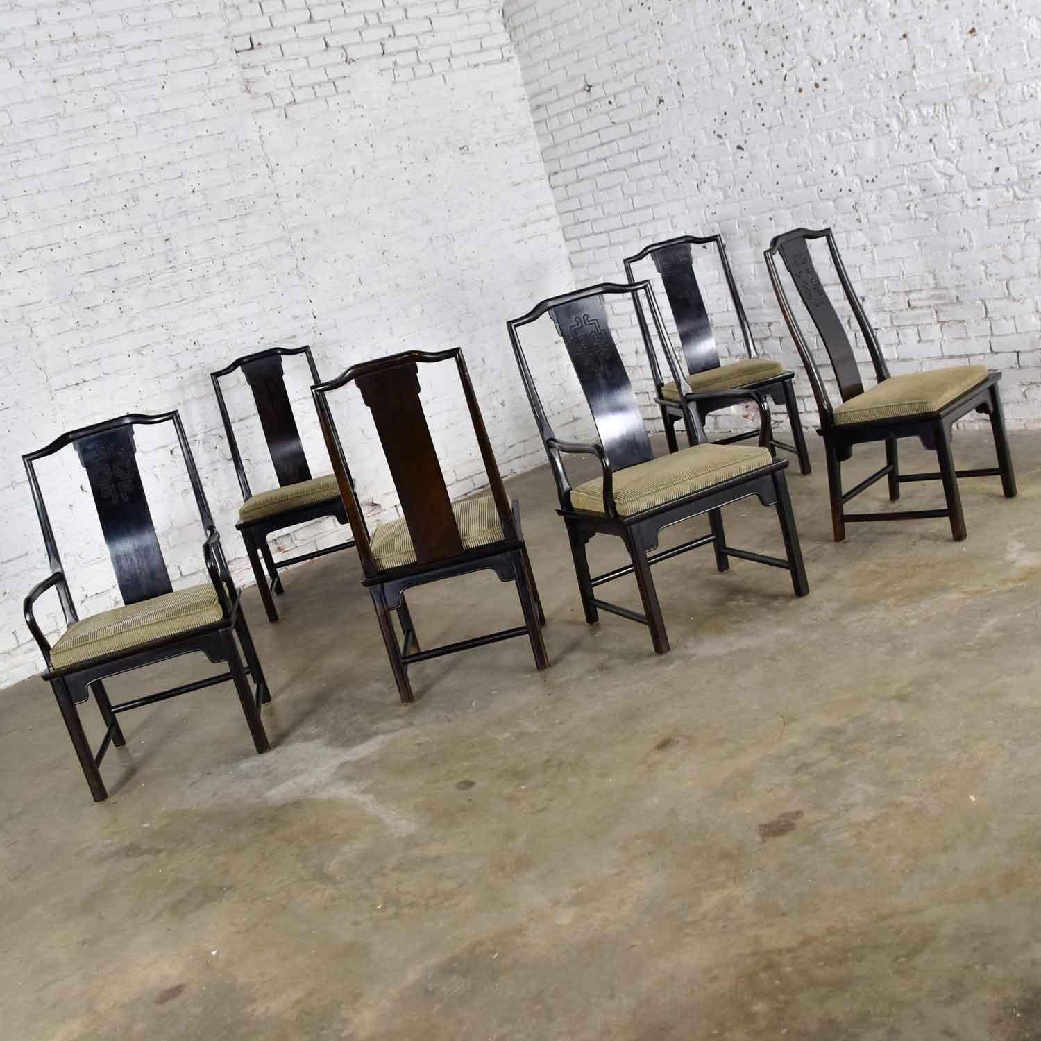 20th Century 6 Chin Hua Dining Chairs in Black by Raymond K. Sobota for Century Furniture For Sale