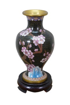 6 Chinese Brass Cloisonne Enameled Floral Vases Brush Bowls Ashtray Dishes