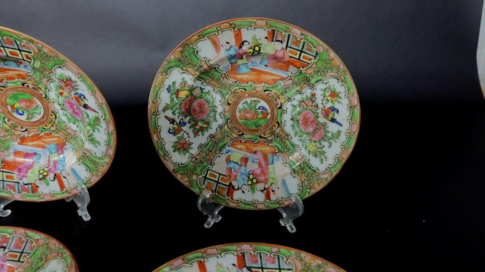 19th century. A truly fine hand-painted porcelain and very unusual 6 soup bowls with a deep center part for soup.