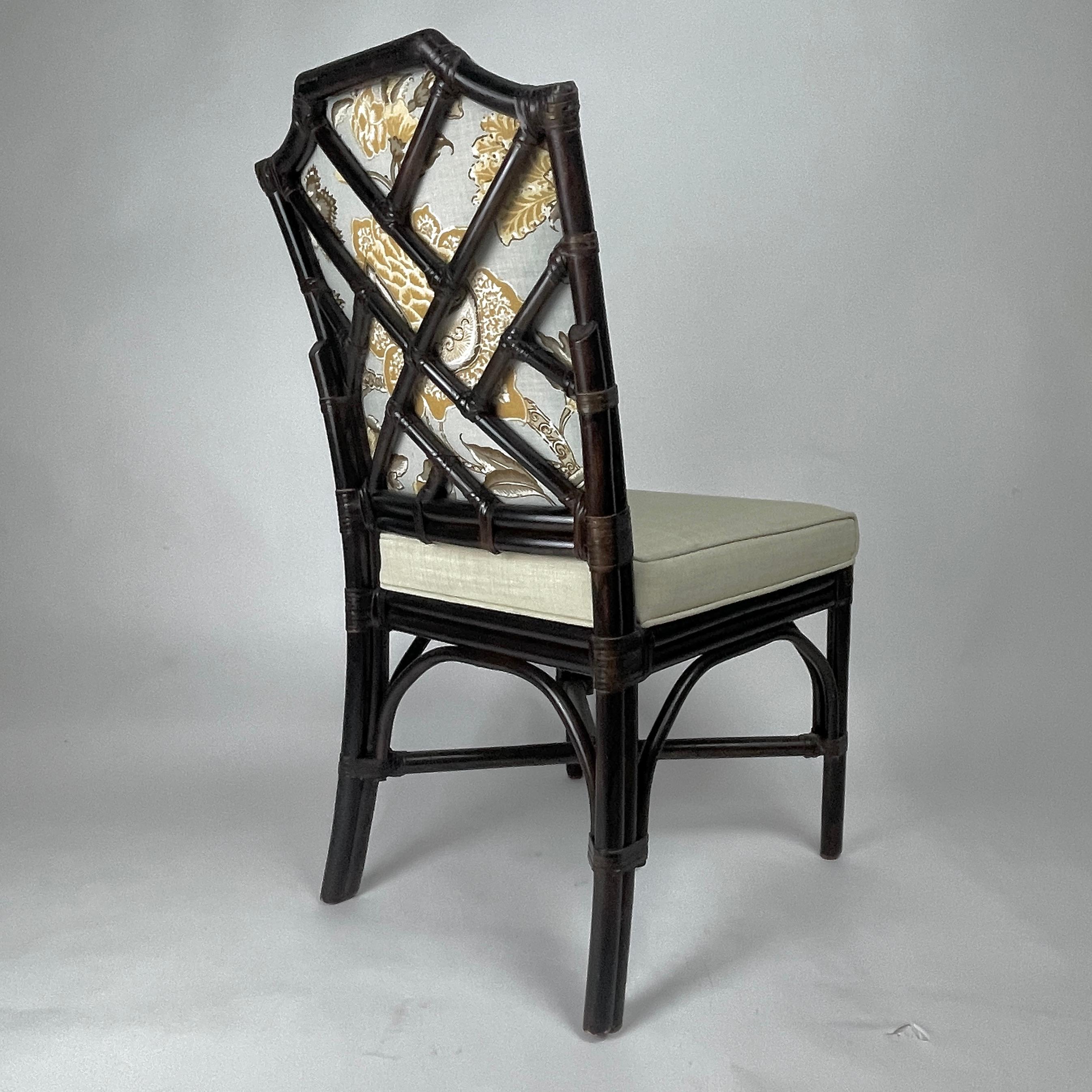 6 Chinoiserie Bamboo Rattan Chinese Chippendale Dining Chairs 12 Available For Sale 6