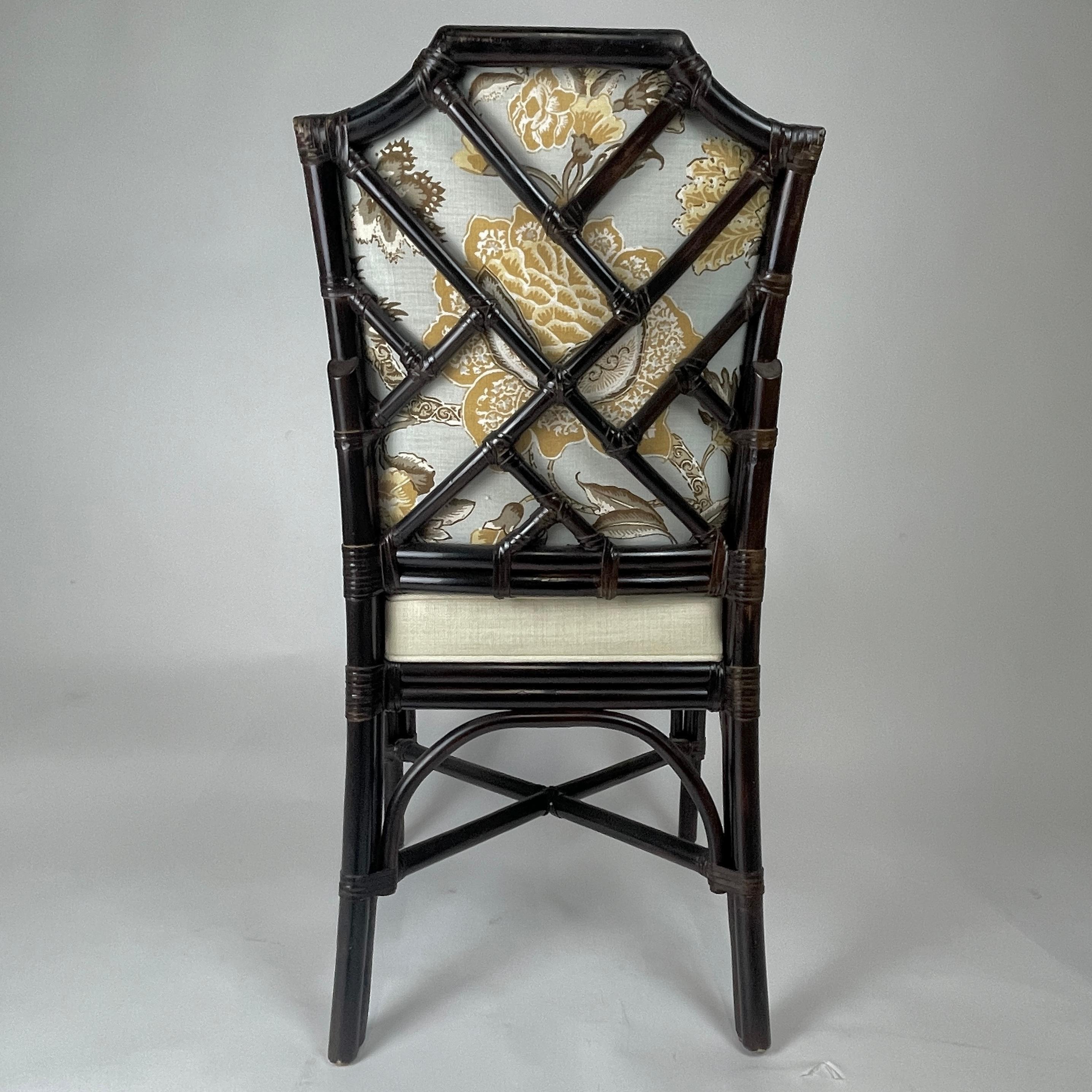 American 6 Chinoiserie Bamboo Rattan Chinese Chippendale Dining Chairs 12 Available For Sale