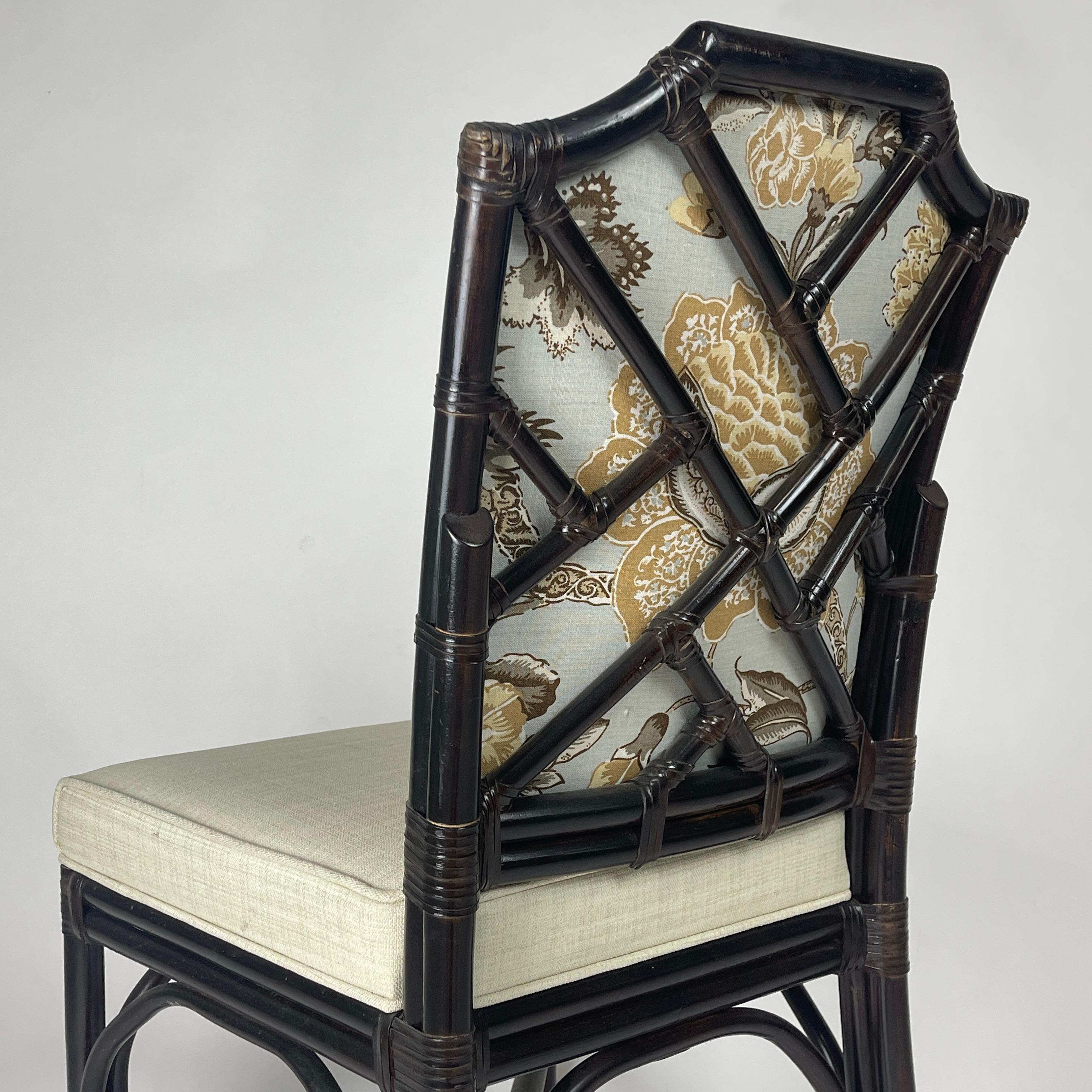 6 Chinoiserie Bamboo Rattan Chinese Chippendale Dining Chairs 12 Available In Good Condition For Sale In Hudson, NY