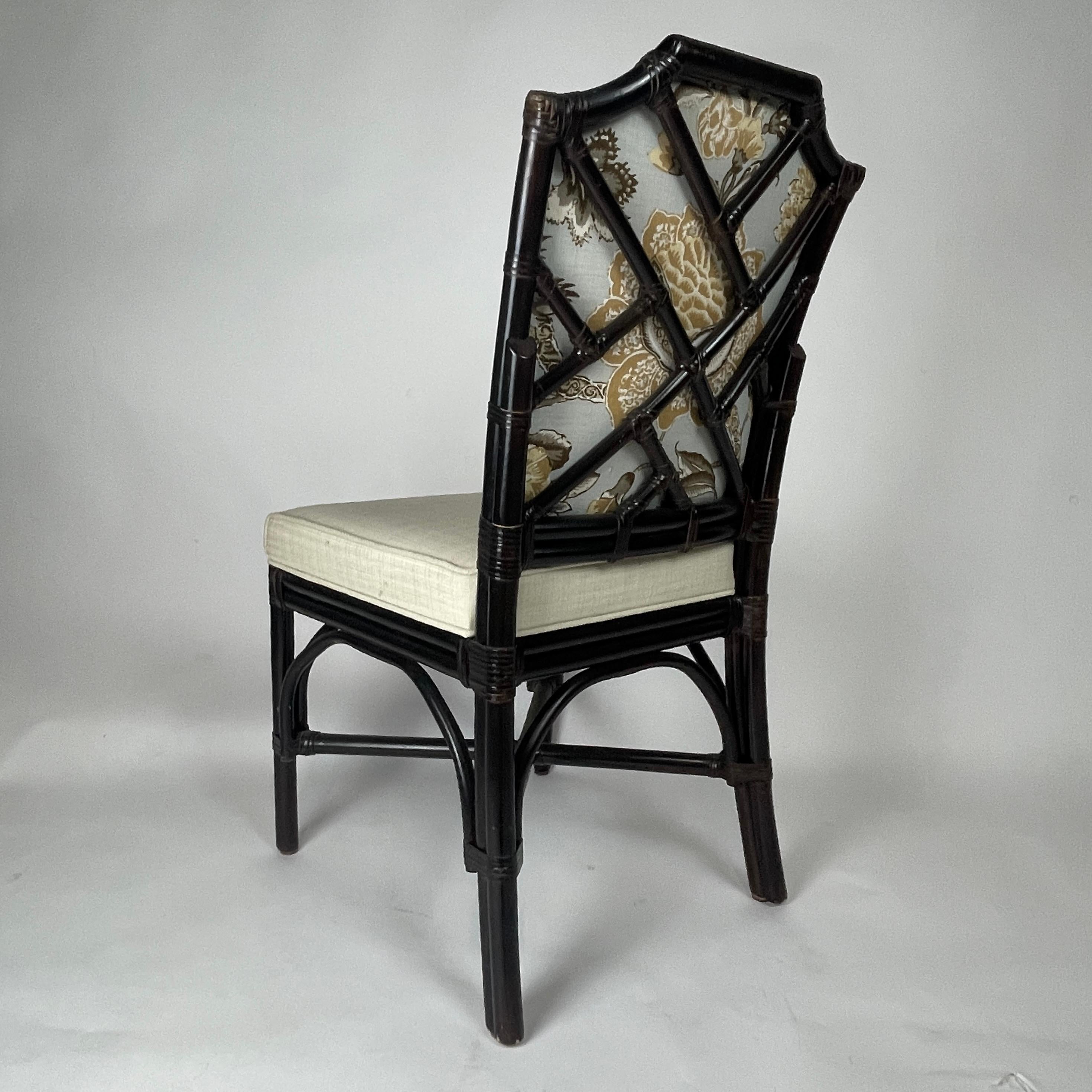 20th Century 6 Chinoiserie Bamboo Rattan Chinese Chippendale Dining Chairs 12 Available