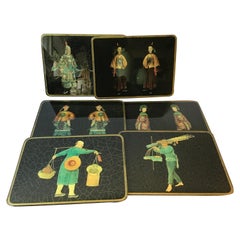 6 Chinoiserie Glass Place Mats