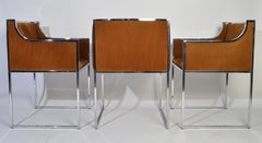 6 Chrome and Velvet Dining Chairs Attributed to Willy Rizzo Italy