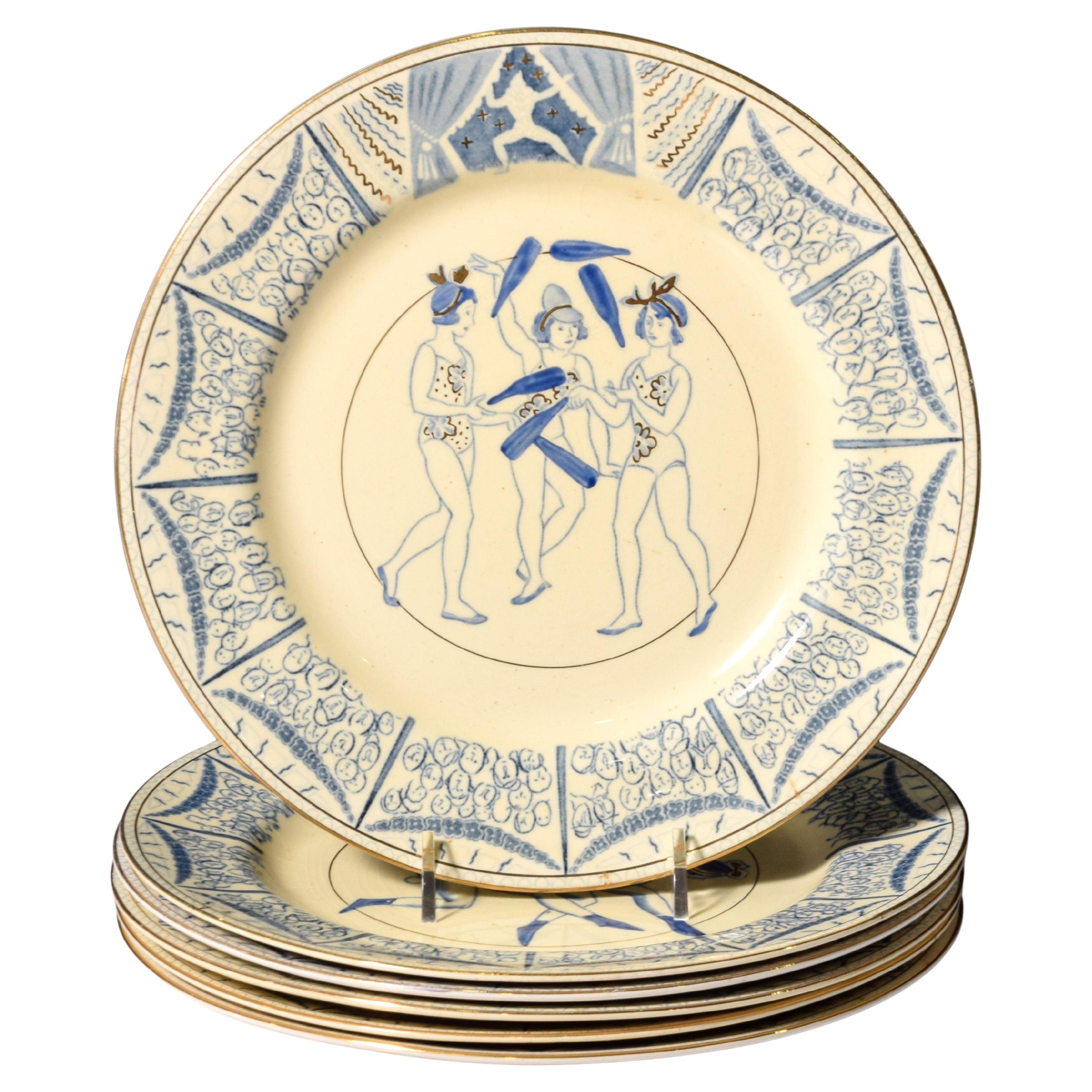 6 Clarice Cliff / Laura Knight CIRCUS Plates, Prototype For Sale