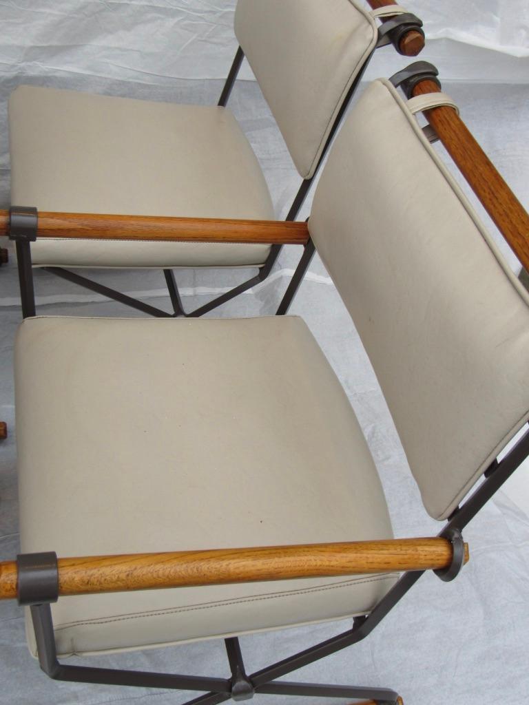 20th Century Six Cleo Baldon Chocolate Lacquer Wrought Iron Indoor Outdoor Chairs Terra, 1966