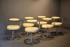 6 "Cobra" Space Age Esszimmerstühle von Giotto Stoppino, Chrom und Kunstleder