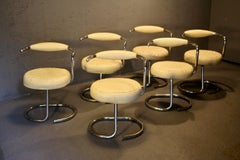 6 "Cobra" Space Age Dining Chairs by Giotto Stoppino, Chrome and faux leather