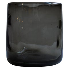 6 Cocktail BLACK Tumblers, Handblown Organic Irregular Shape 100% Recycled Glass