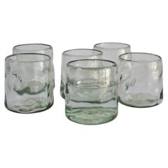 6 Cocktail Tumblers, Handblown Organic Irregular Shape 100% Recycled Glass
