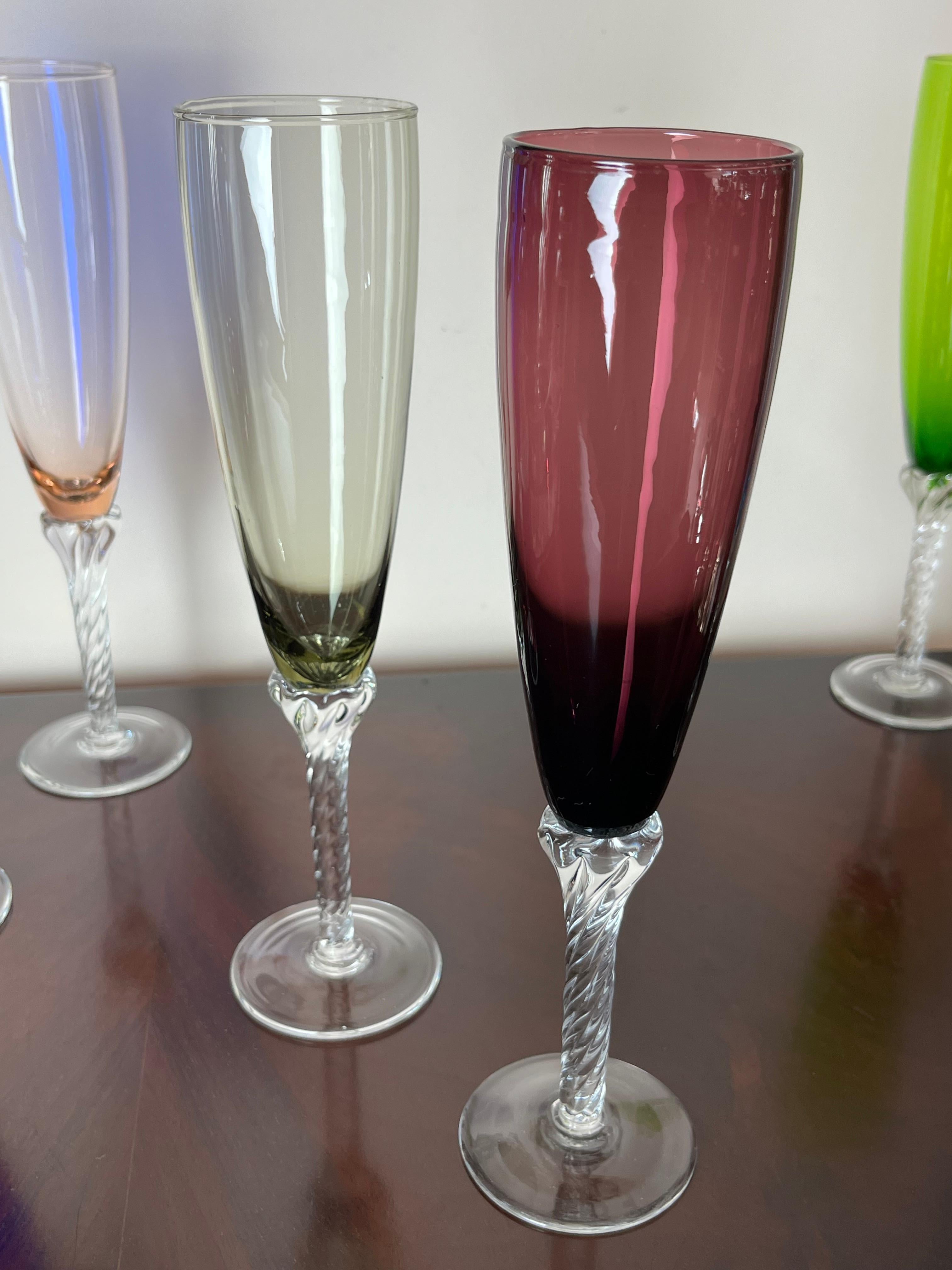 Other 6 Colored Murano Glass Goblets, Italy, 1960s For Sale