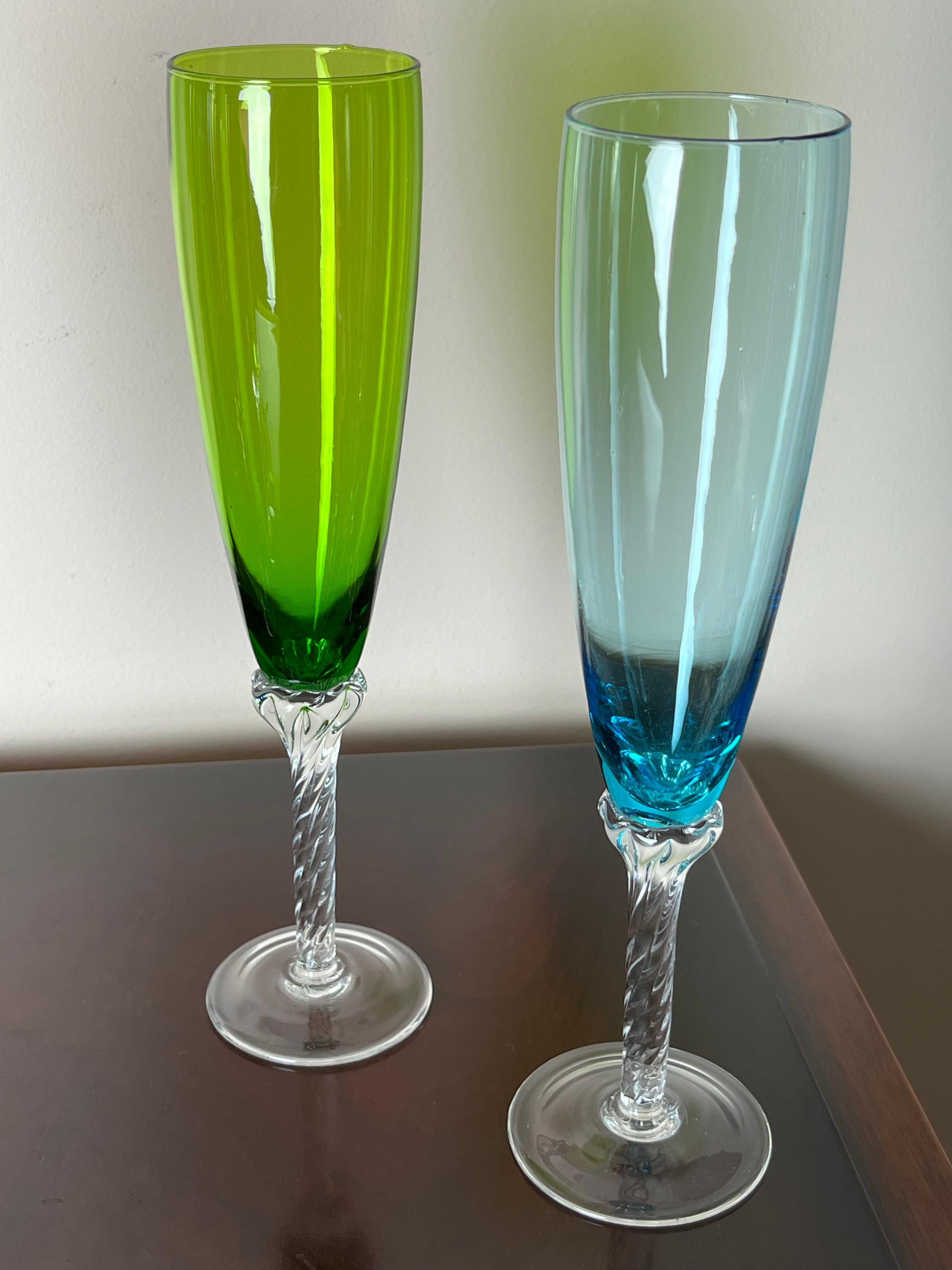 Mid-20th Century 6 Colored Murano Glass Goblets, Italy, 1960s For Sale
