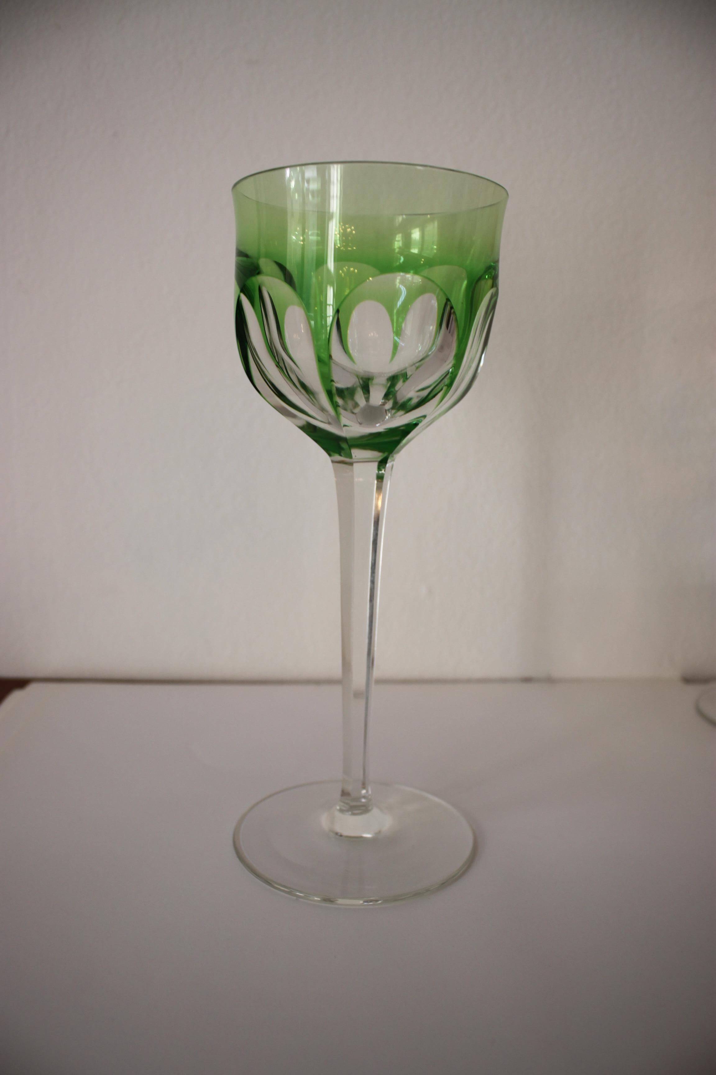 6 Colored Wine Glasses by Moser Karlsbad For Sale 6