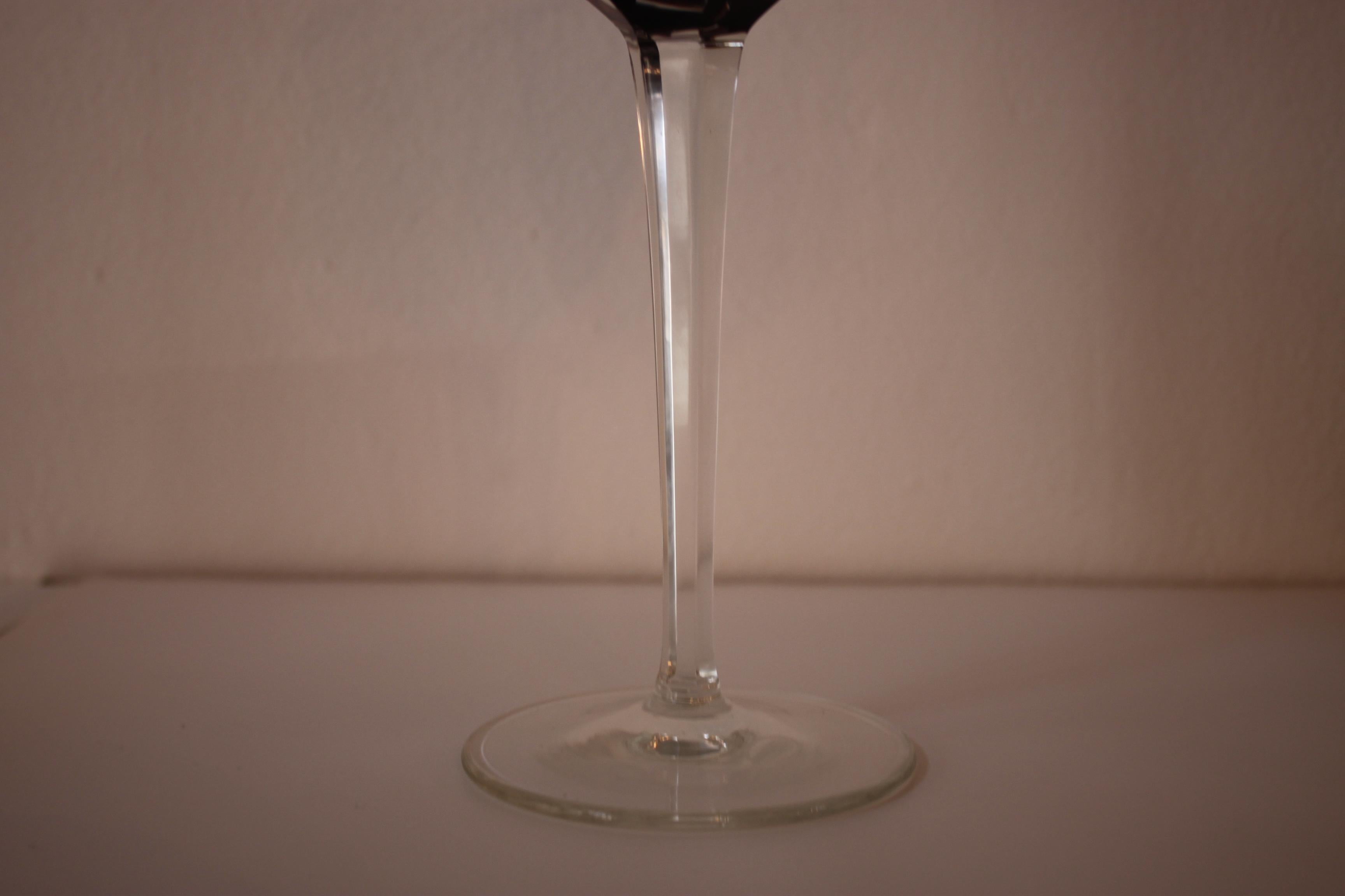 Art Deco 6 Colored Wine Glasses by Moser Karlsbad For Sale