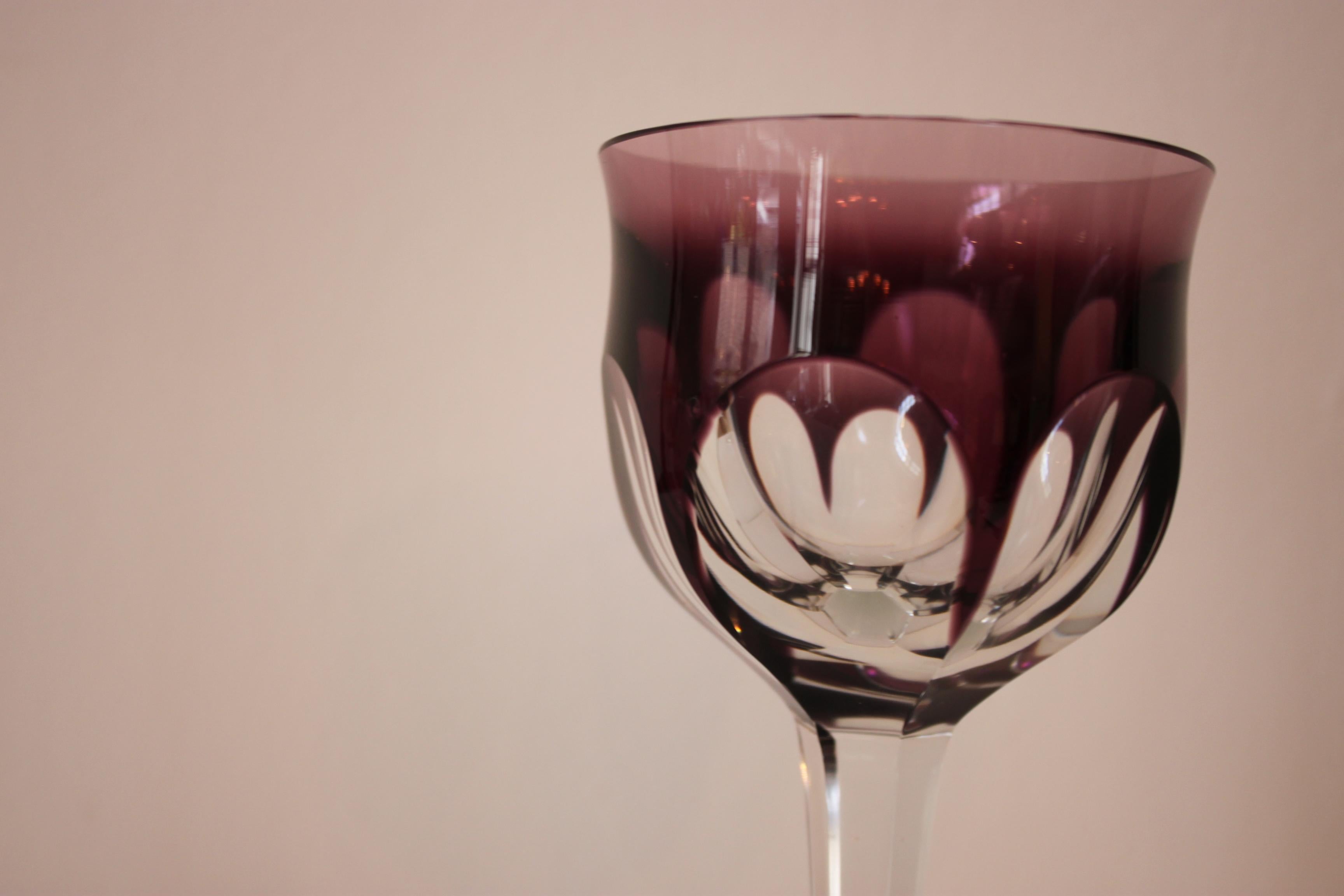 6 Colored Wine Glasses by Moser Karlsbad In Good Condition For Sale In Vienna, Vienna