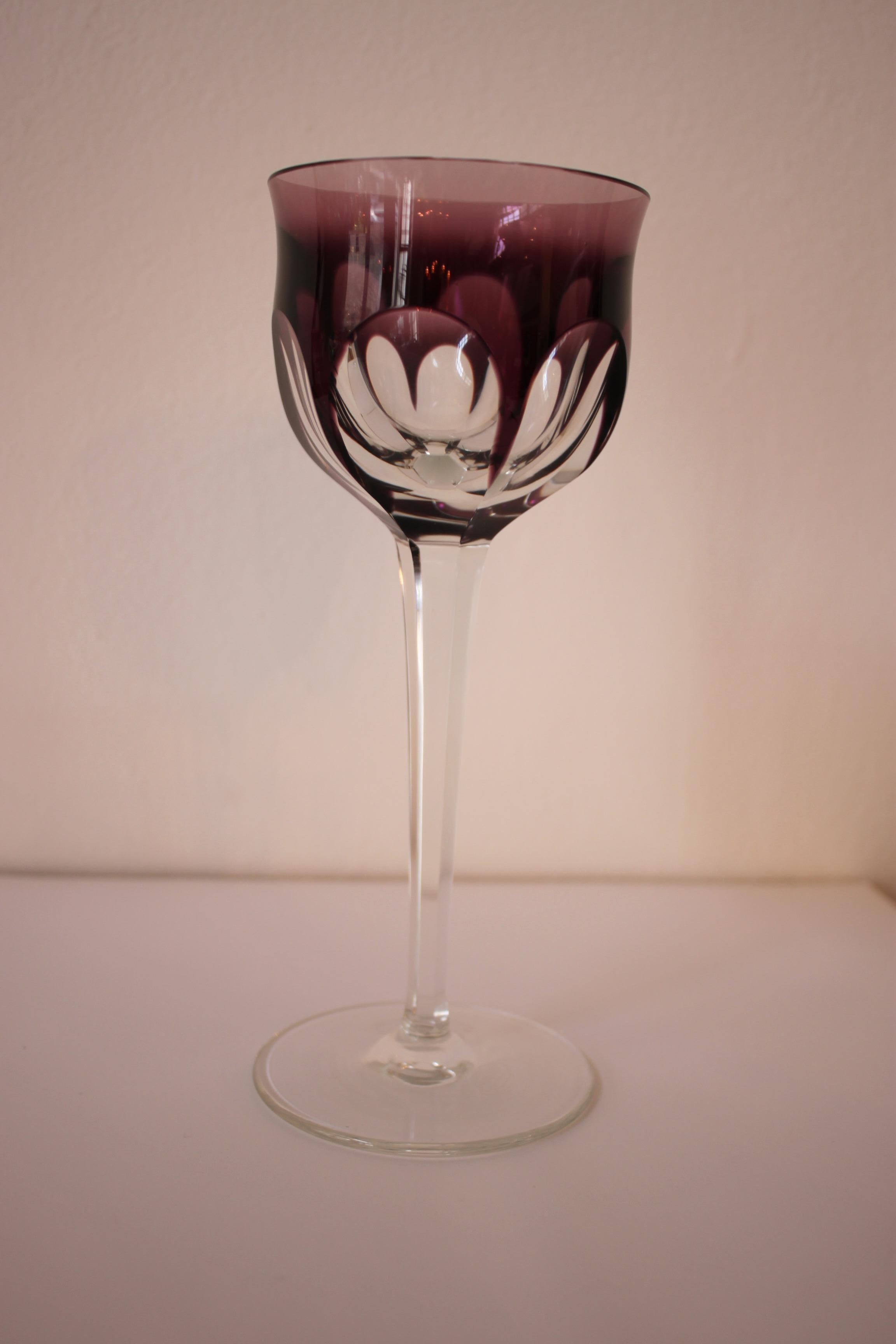 Mid-20th Century 6 Colored Wine Glasses by Moser Karlsbad For Sale