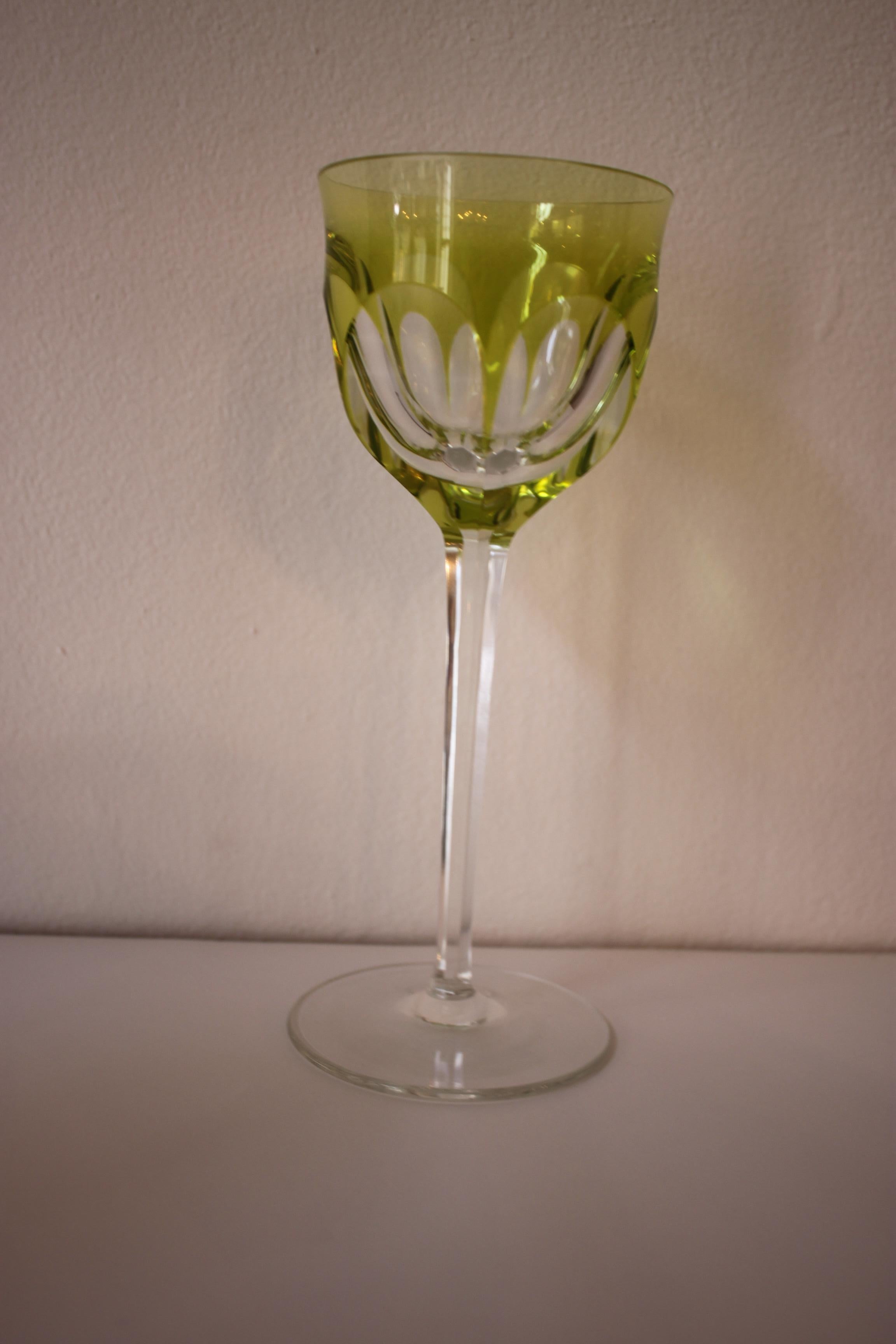 6 Colored Wine Glasses by Moser Karlsbad For Sale 1