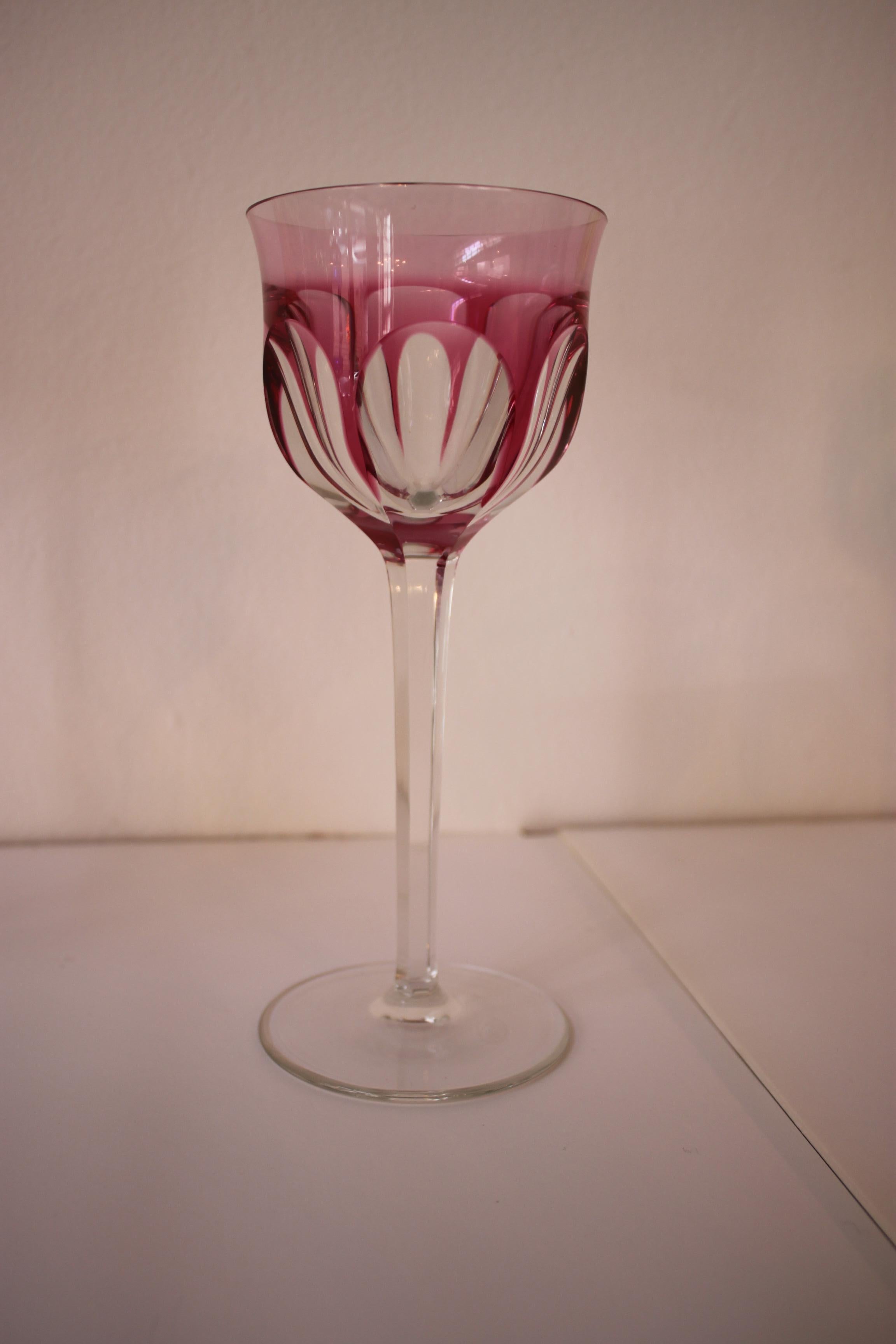 6 Colored Wine Glasses by Moser Karlsbad For Sale 2