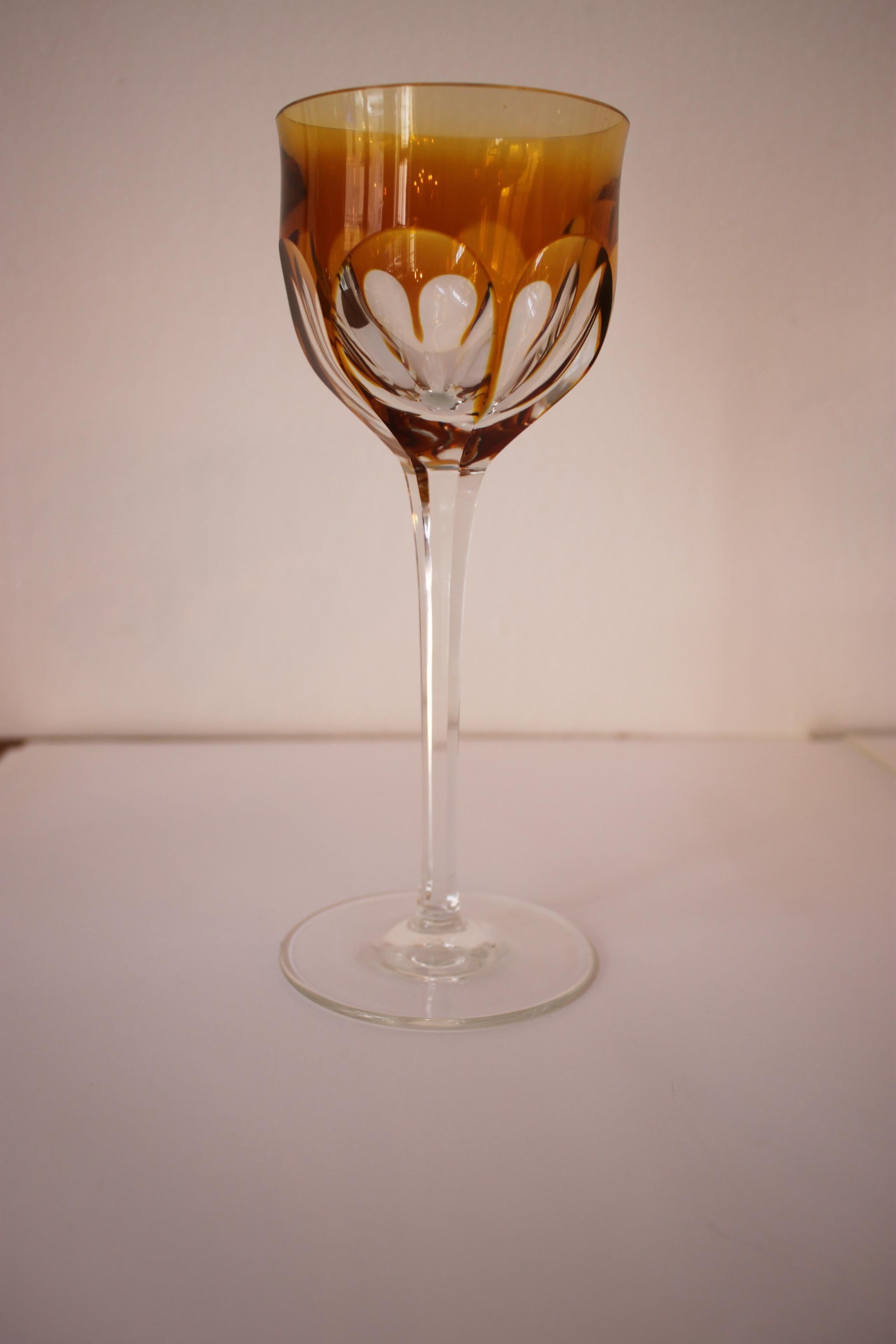 6 Colored Wine Glasses by Moser Karlsbad For Sale 3