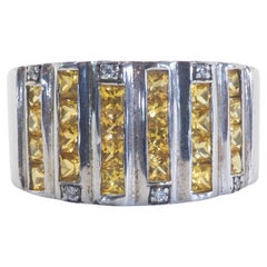 6 Column 2.20ct Yellow Sapphire 
Quartz Band Sterling Silver Ring