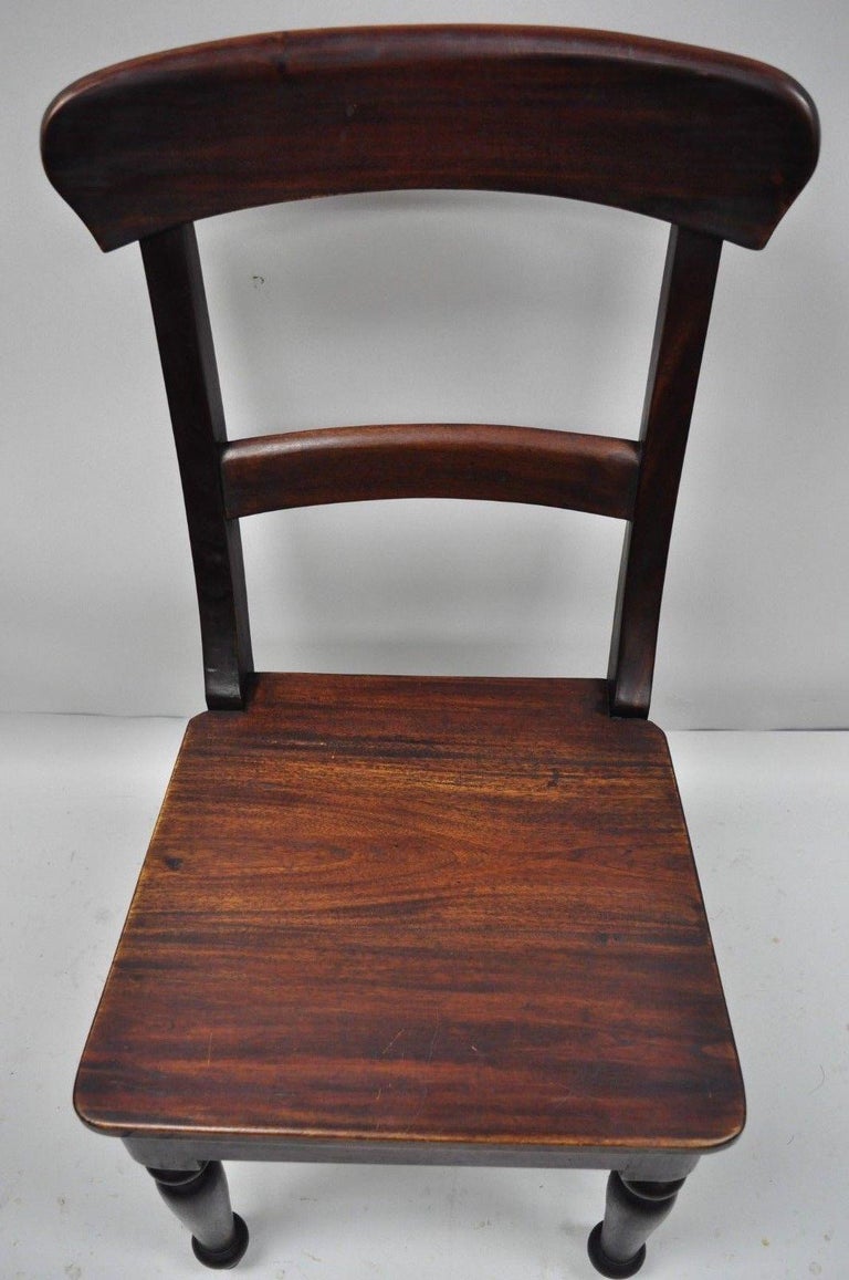 6 Crate and Barrel Dark Solid Wood Farmhouse Dining Room Chairs Curved Back For Sale at 1stdibs
