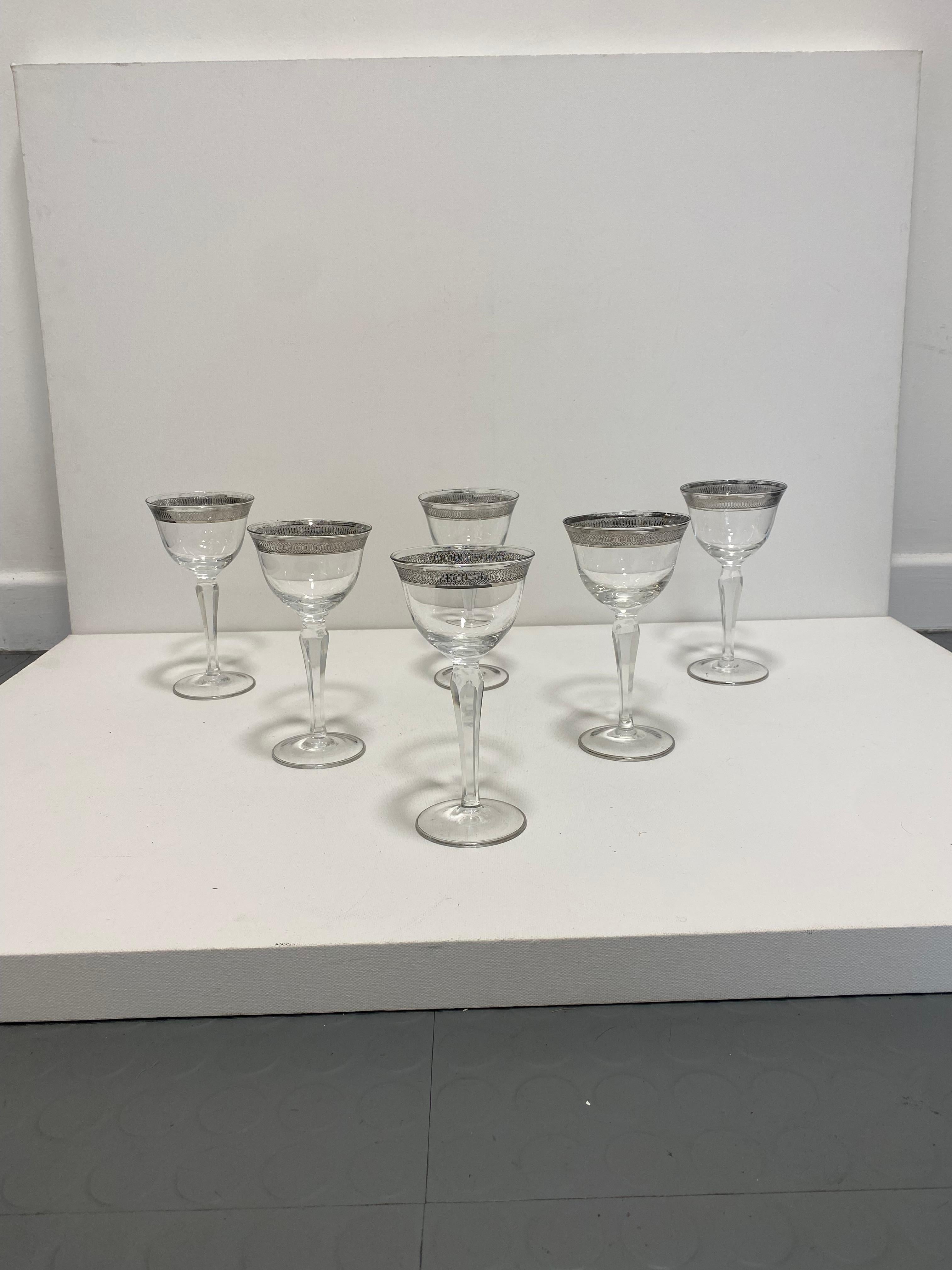 6 Crystal Wine Table Hollywood Regency Vintage 1960s Candle For Sale 5
