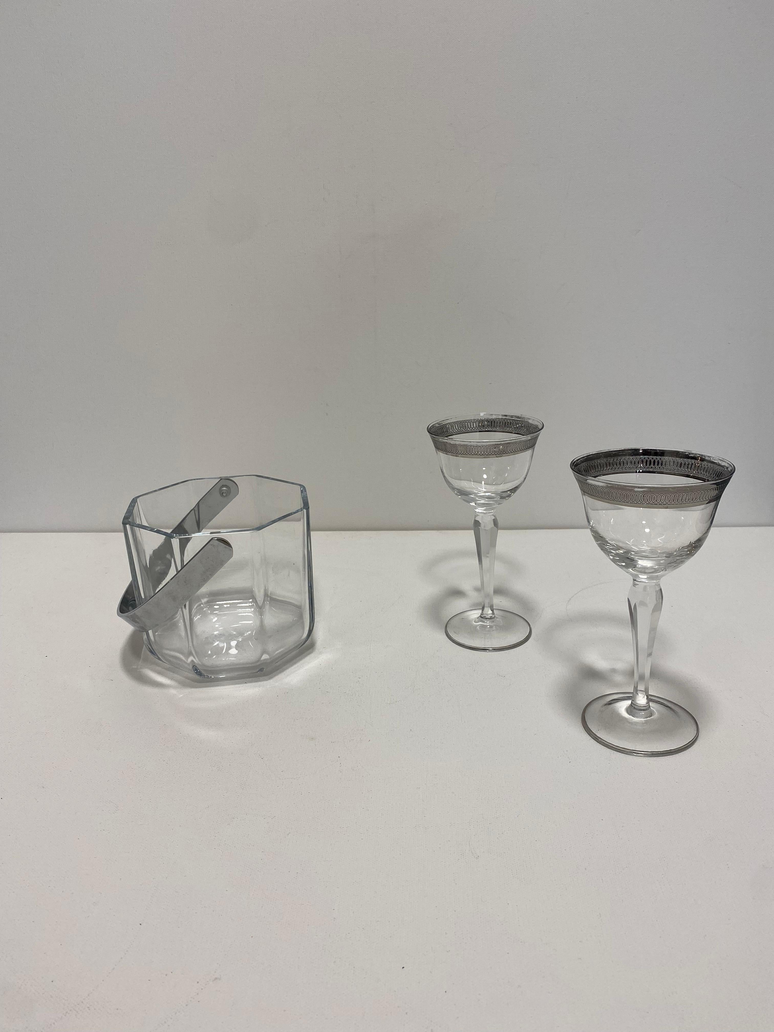 Mid-Century Modern 6 Crystal Wine Table Hollywood Regency Vintage 1960s Candle For Sale