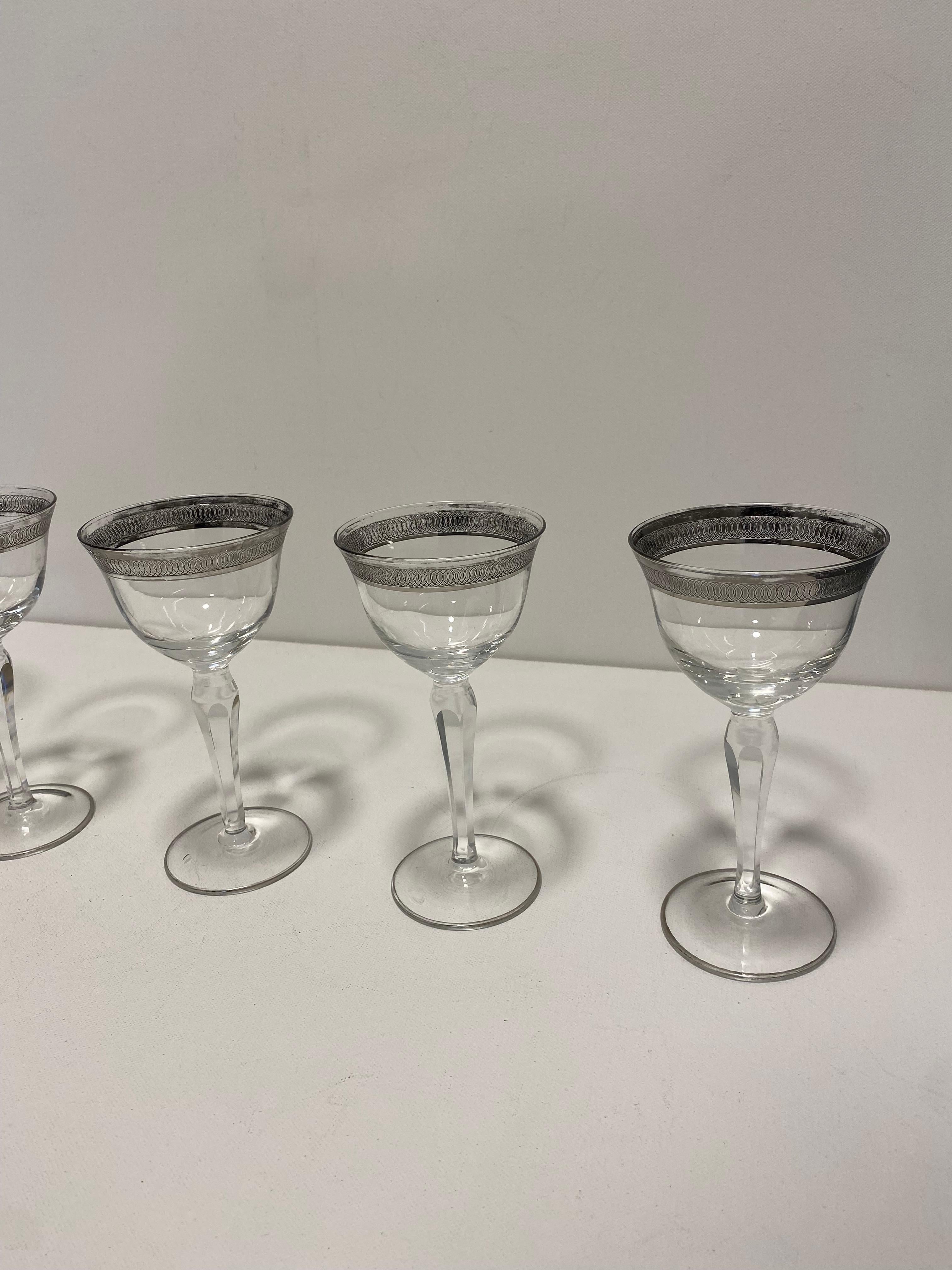 6 Crystal Wine Table Hollywood Regency Vintage 1960s Candle In Good Condition For Sale In London, GB