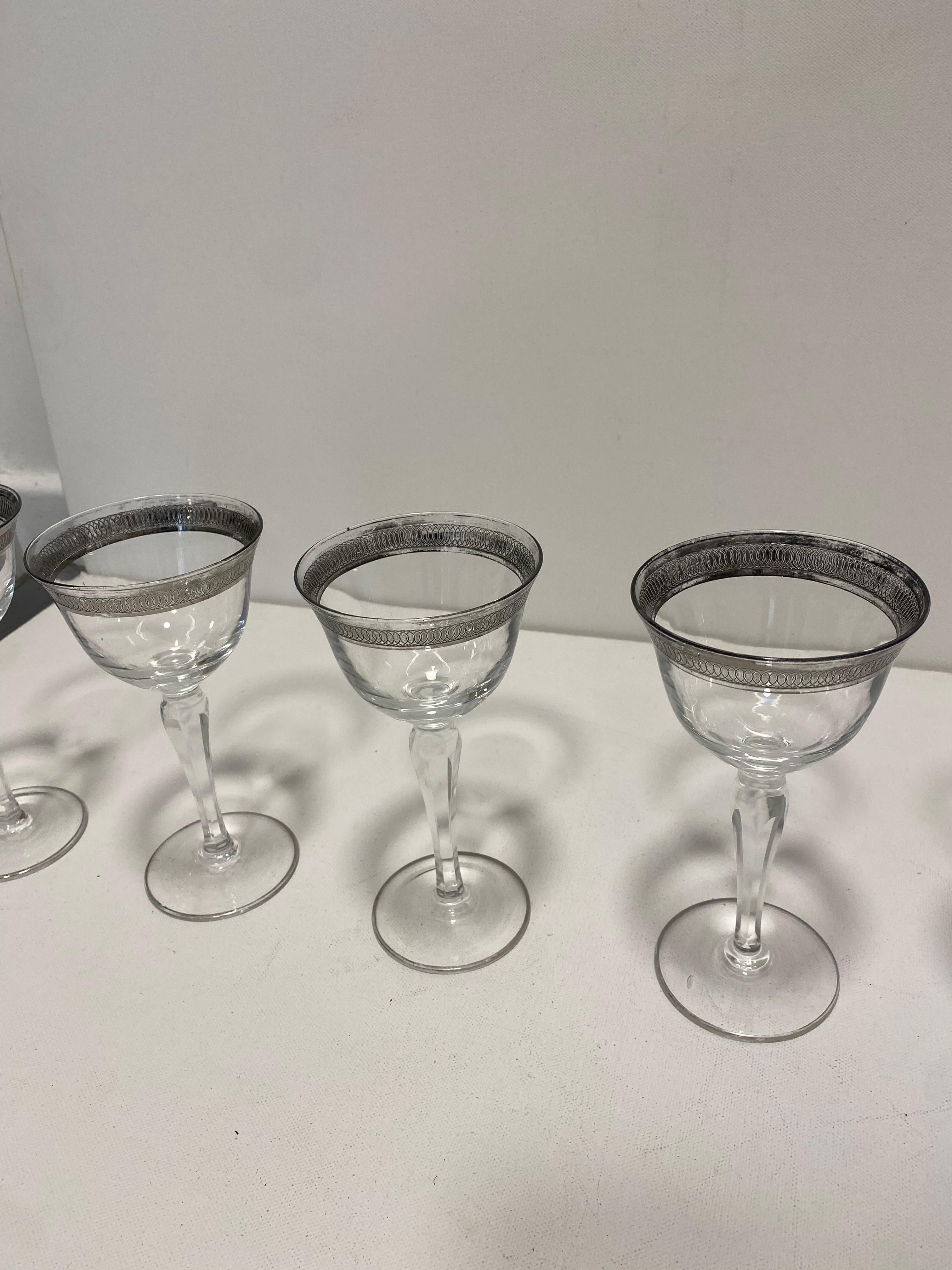 Mid-20th Century 6 Crystal Wine Table Hollywood Regency Vintage 1960s Candle For Sale